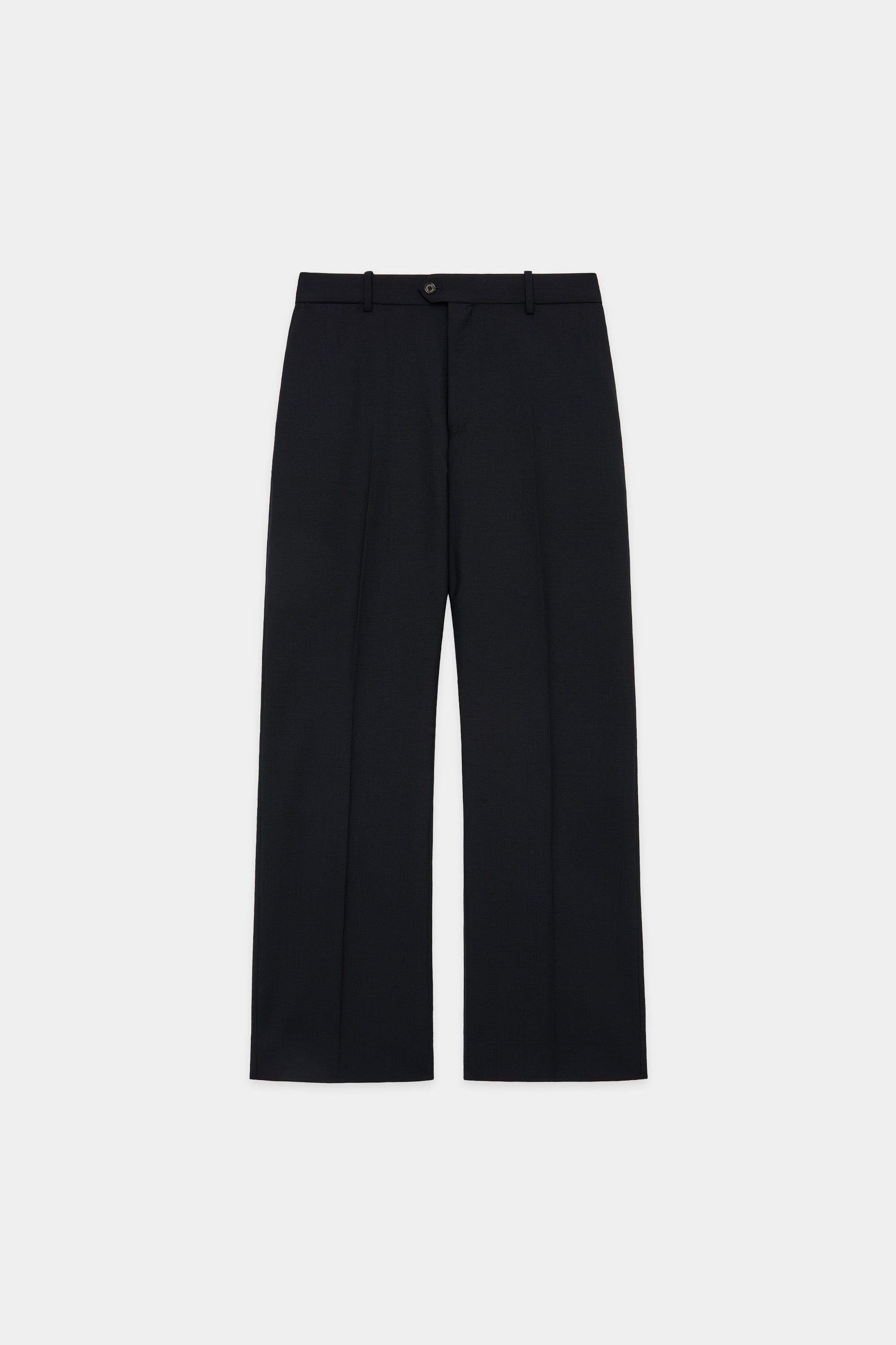 ORGANIC WOOL TROPICAL FLAT FRONT FLAIR TROUSERS, Black – MARKAWARE