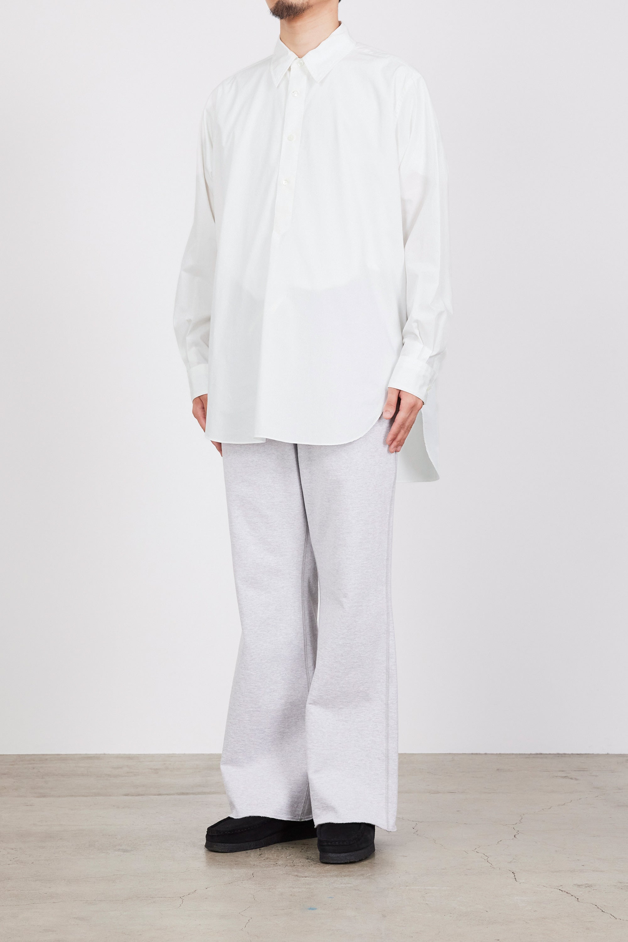 ORGANIC GIZA TYPEWRITER W COLLAR LONG SHIRT, White