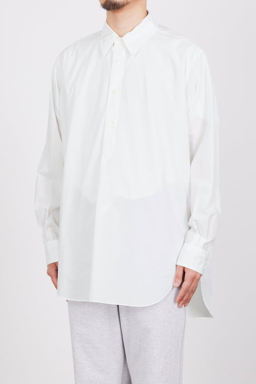 オーガニックGIZA80/1タイプライター /  ダブルカラーロングシャツ, White