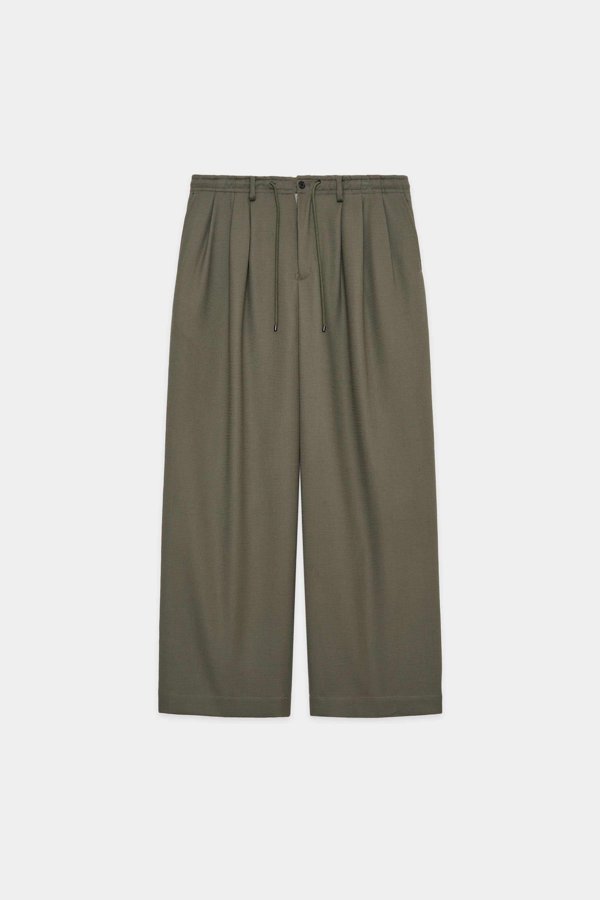 ORGANIC WOOL HONEYCOMB TRIPLE PLEATED EASY TROUSERS, Sage Green