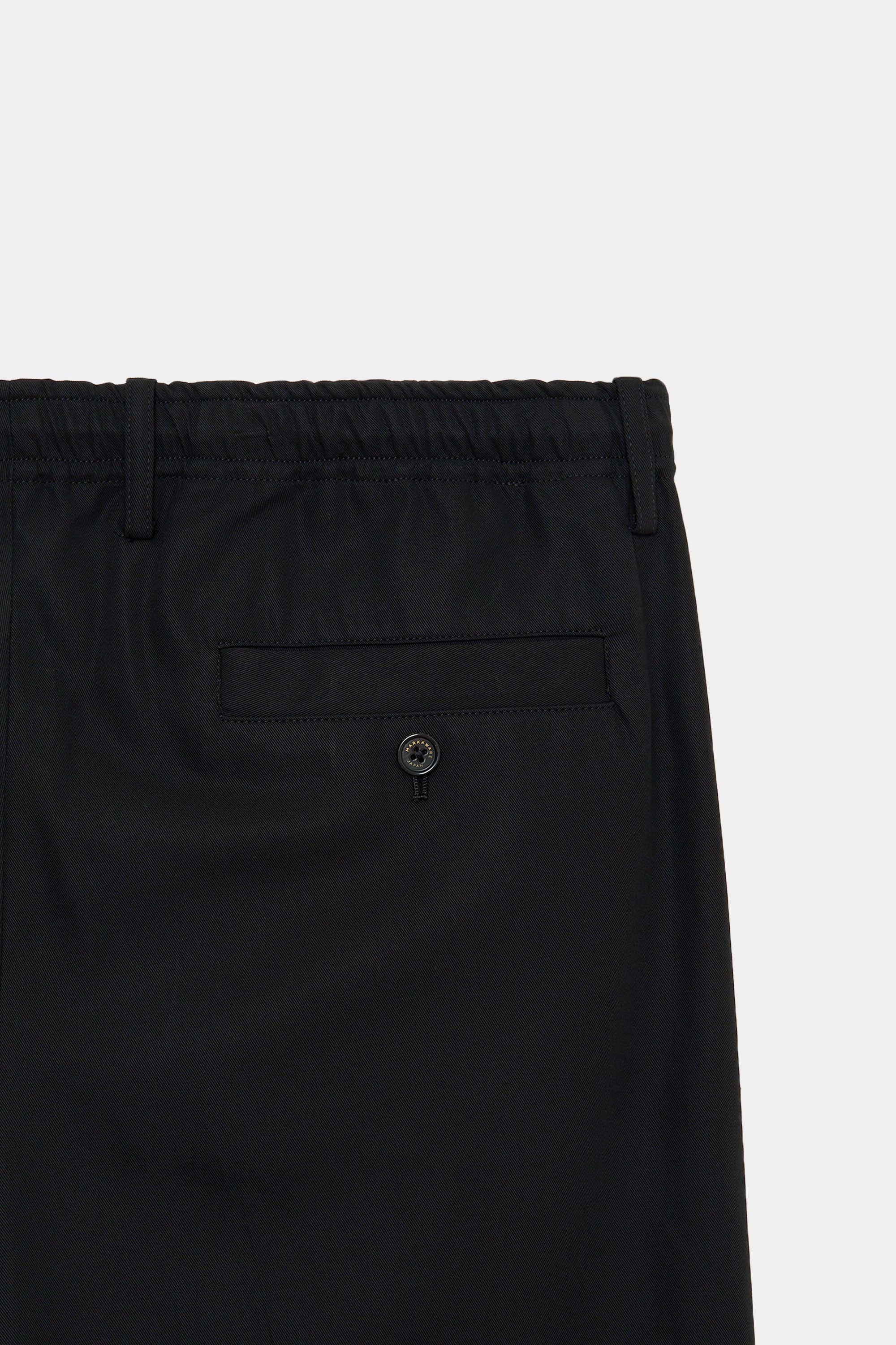 DRY VOILE TWILL DOUBLE PLEATED EASY TROUSERS, Black