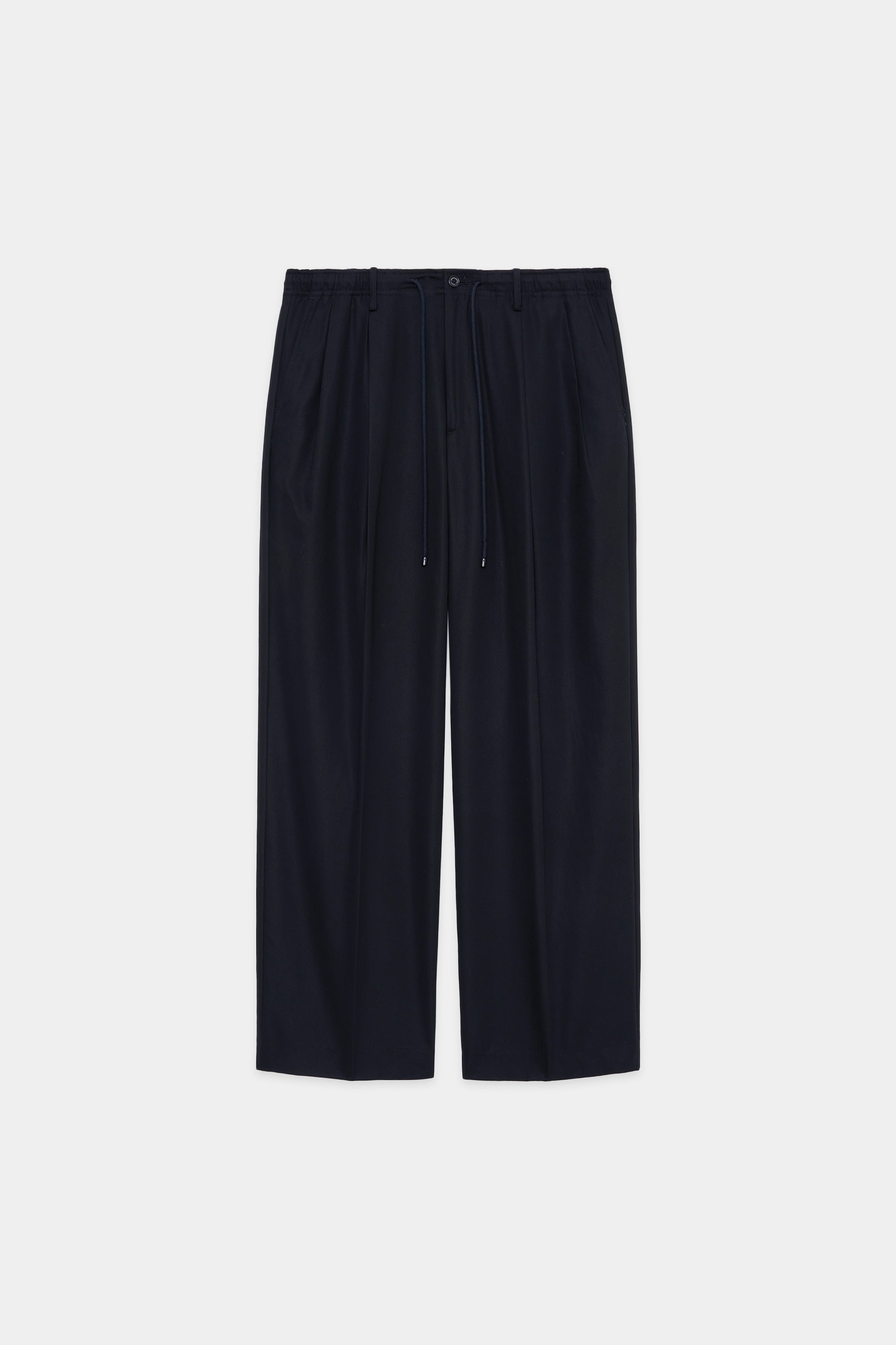 DRY VOILE TWILL DOUBLE PLEATED EASY TROUSERS, Navy