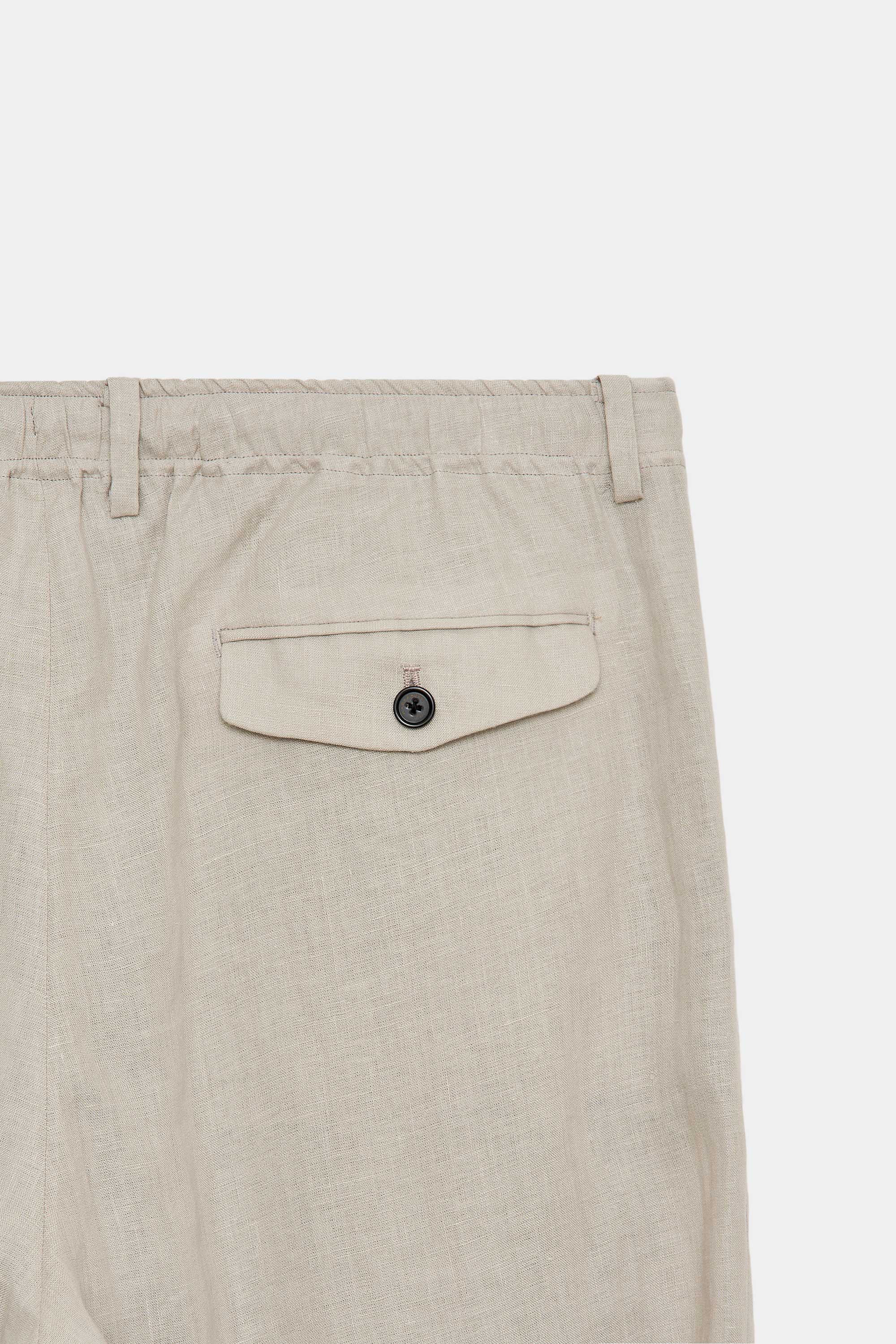 HEMP SHIRTING TRIPLE PLEATED EASY TROUSERS, Taupe