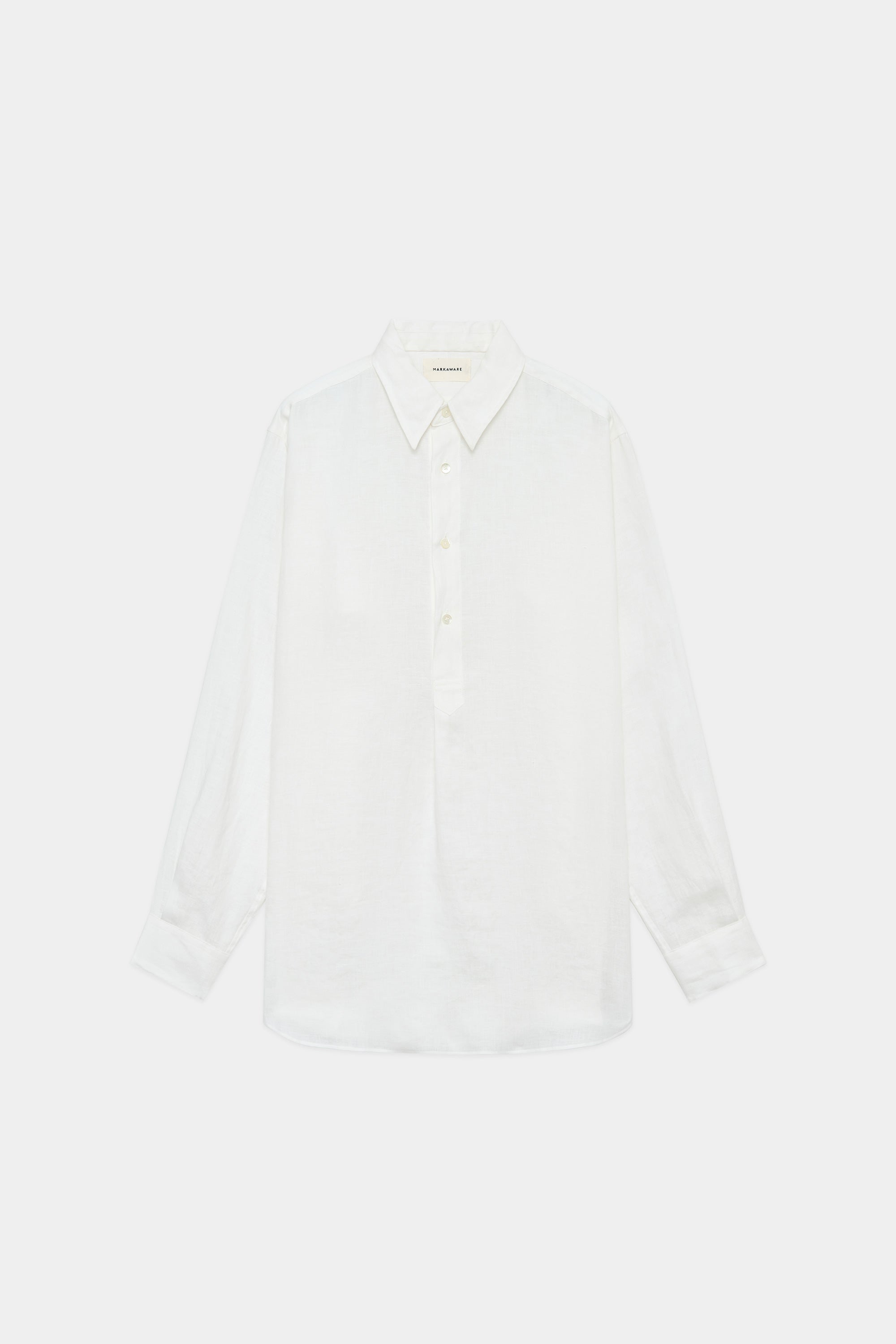 ヘンプ細布 / ダブルカラーロングシャツ, White – MARKAWARE
