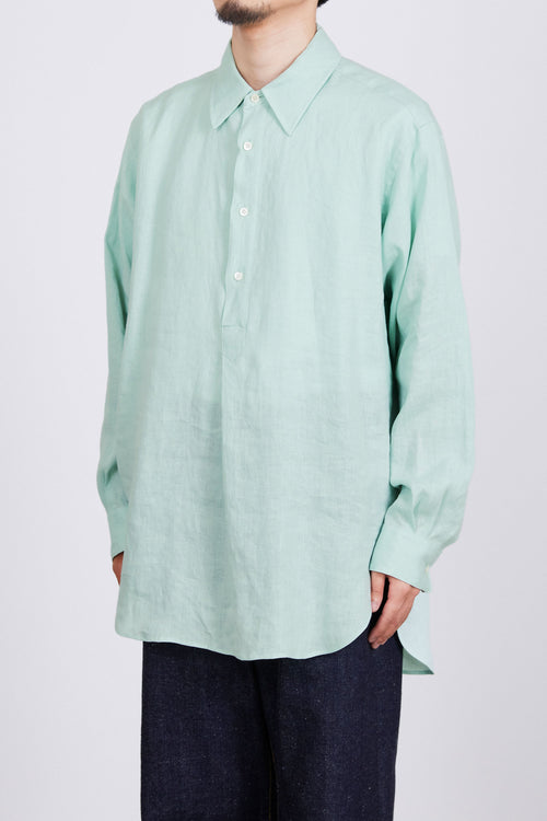 ヘンプ細布 / ダブルカラーロングシャツ, Light Green