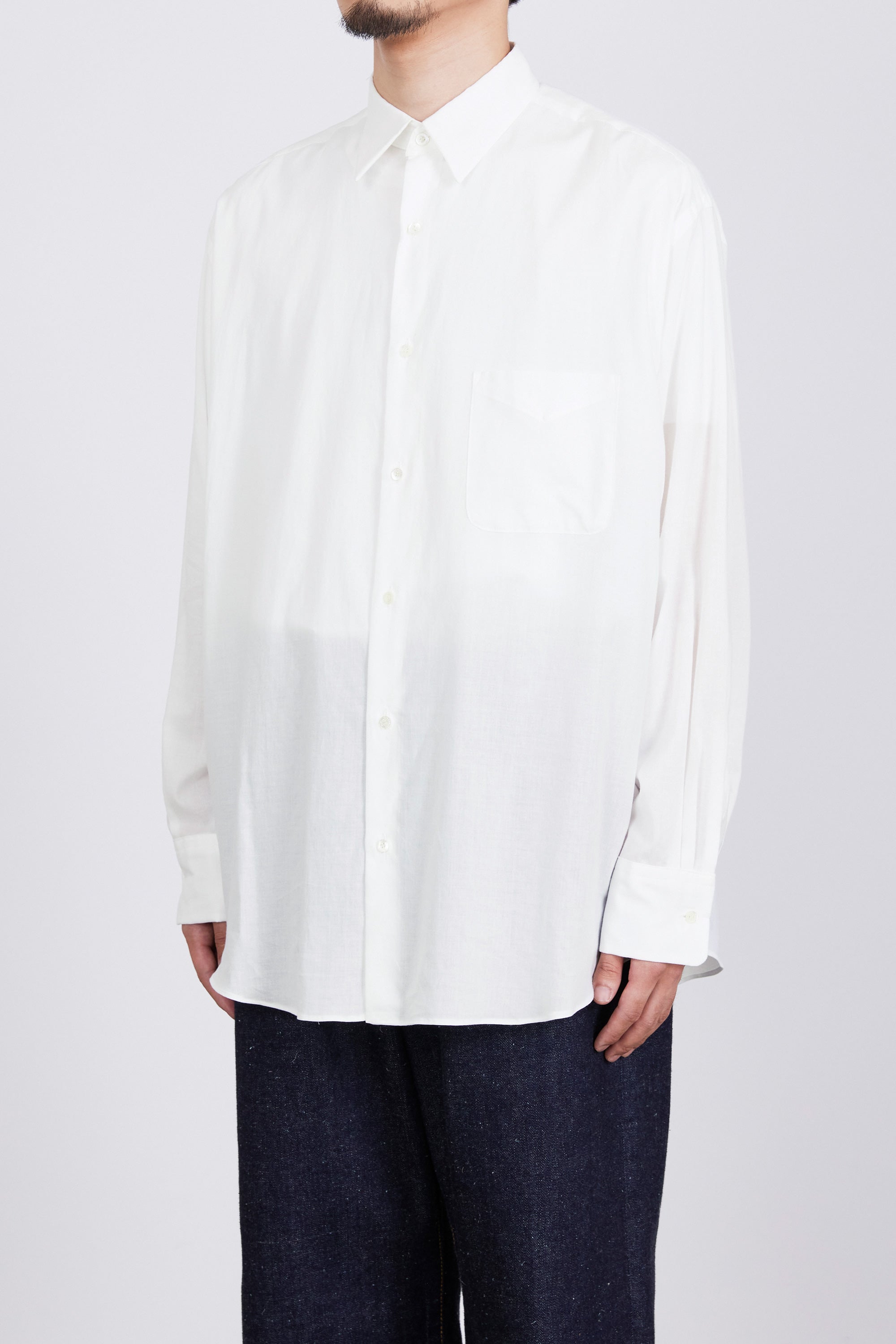 オーガニックペルーピマコットン60/-ローン / コンフォートフィットシャツ, White