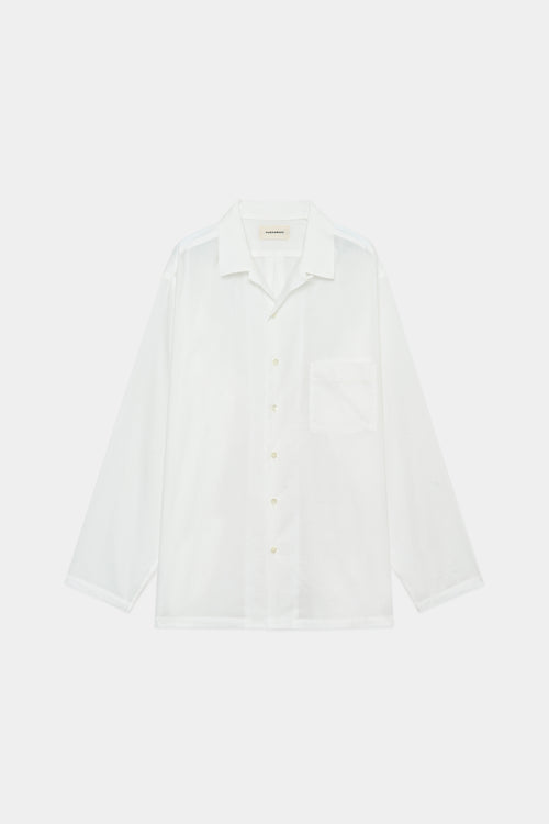オーガニックペルーピマコットン60/-ローン / オープンカラーシャツ, White