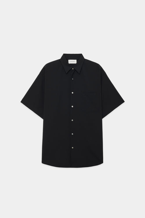オーガニックウール 2/80 トロピカル / コンフォートフィットシャツ S/S, Black