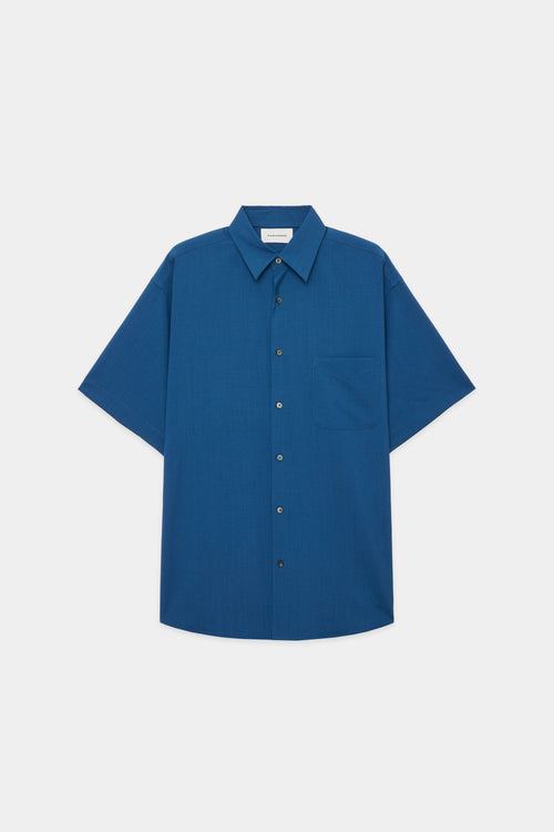 オーガニックウール 2/80 トロピカル / コンフォートフィットシャツ S/S, Blue Gray