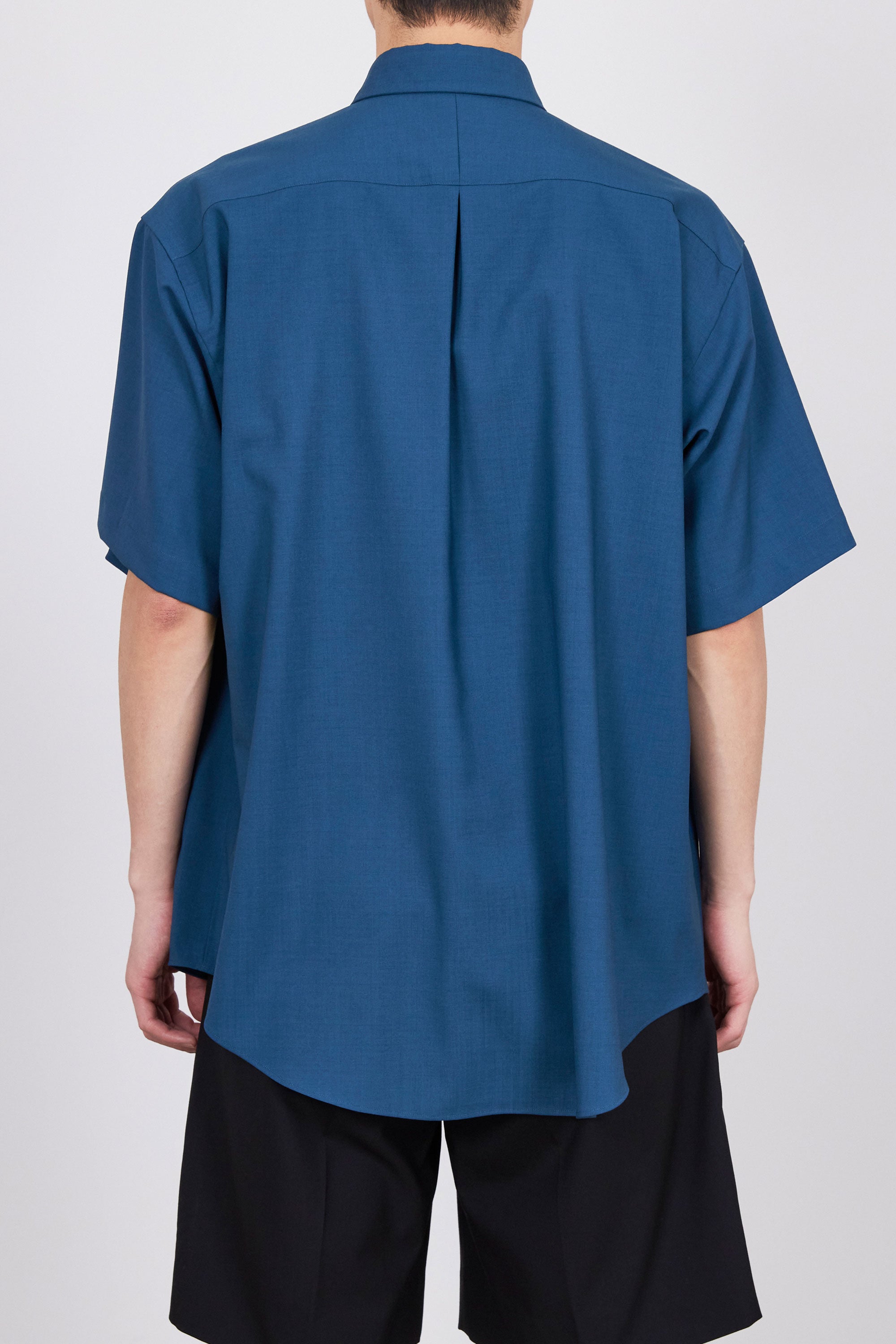 オーガニックウール 2/80 トロピカル / コンフォートフィットシャツ S/S, Blue Gray
