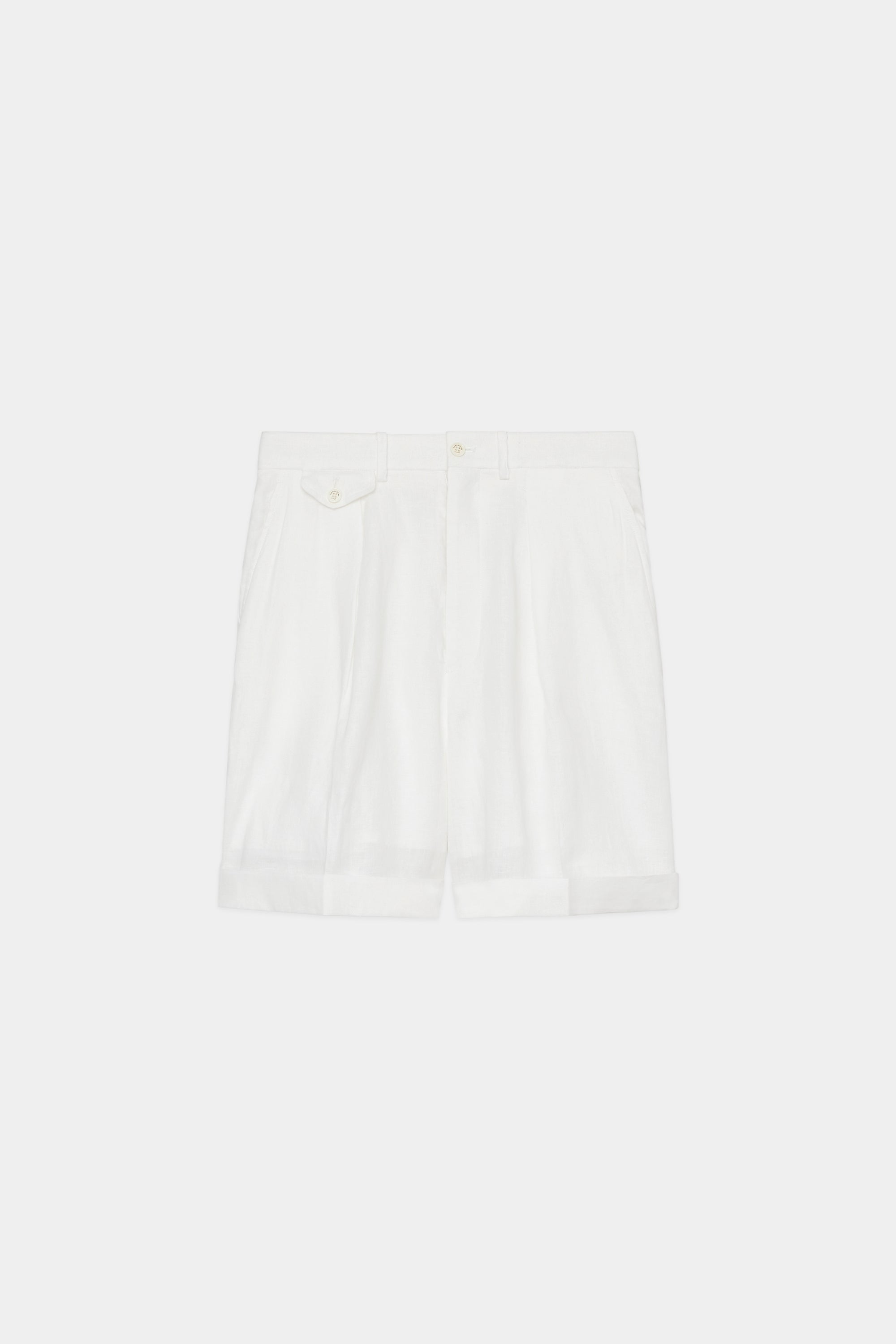 HEMP SHIRTING CLASSIC FIT SHORTS, White