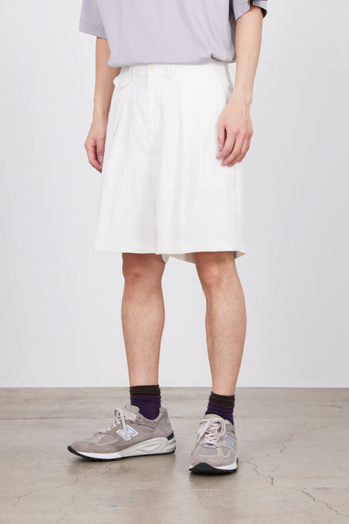 HEMP SHIRTING CLASSIC FIT SHORTS, White