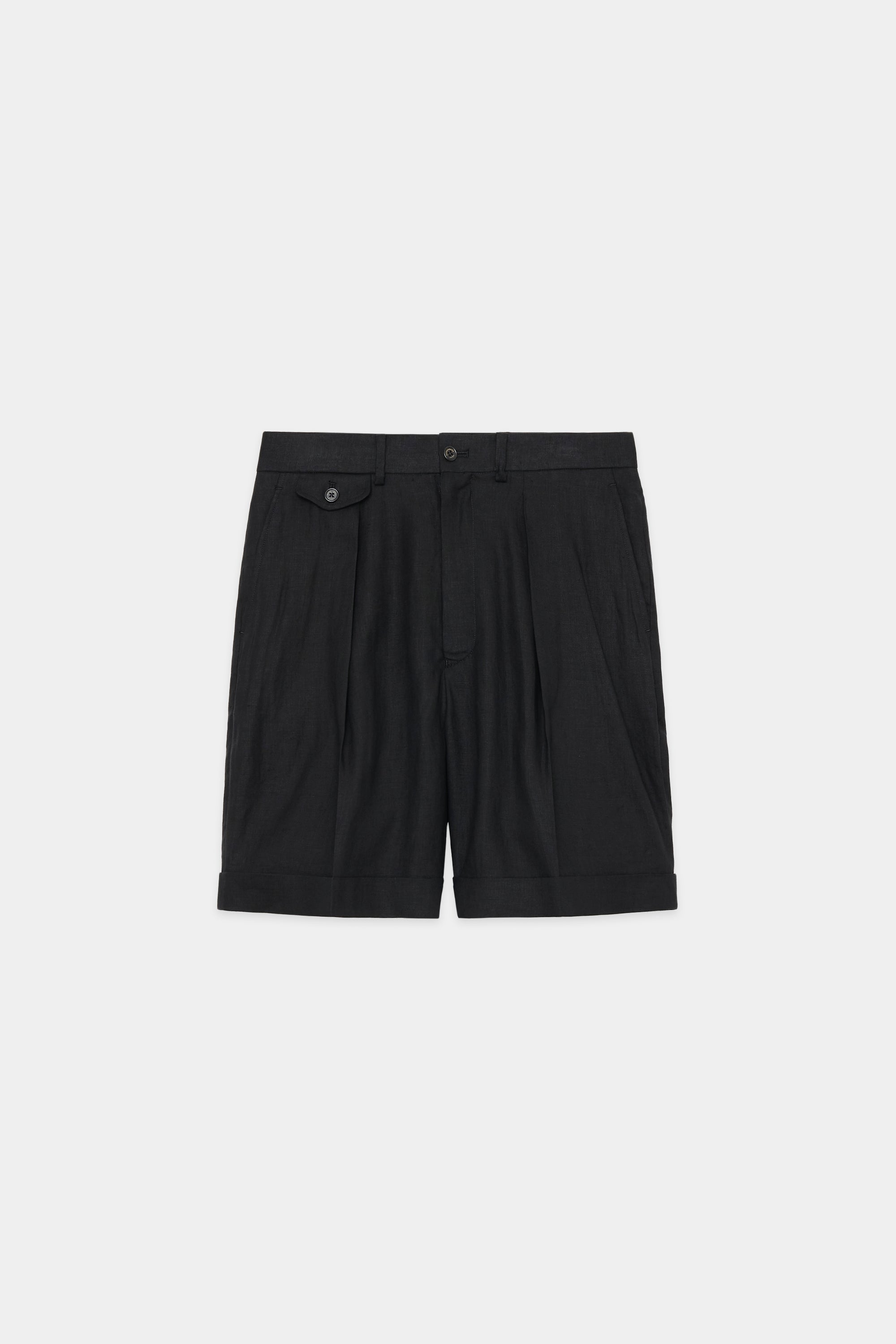 HEMP SHIRTING CLASSIC FIT SHORTS, Black