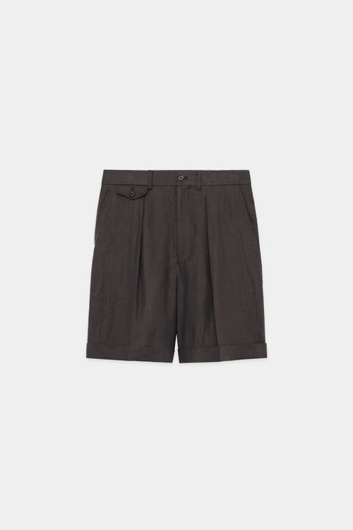 HEMP SHIRTING CLASSIC FIT SHORTS, Coffee Brown