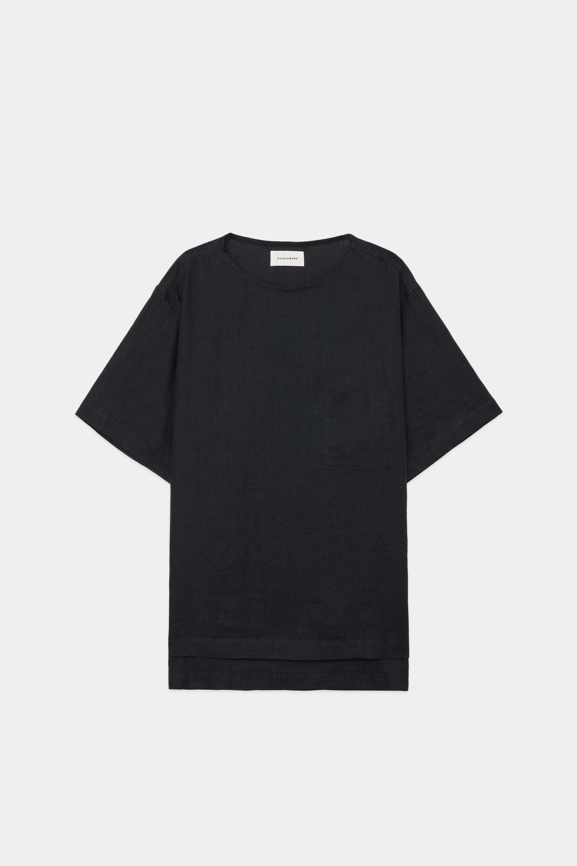 HEMP SHIRTING POCKET SQUARE TEE, Black