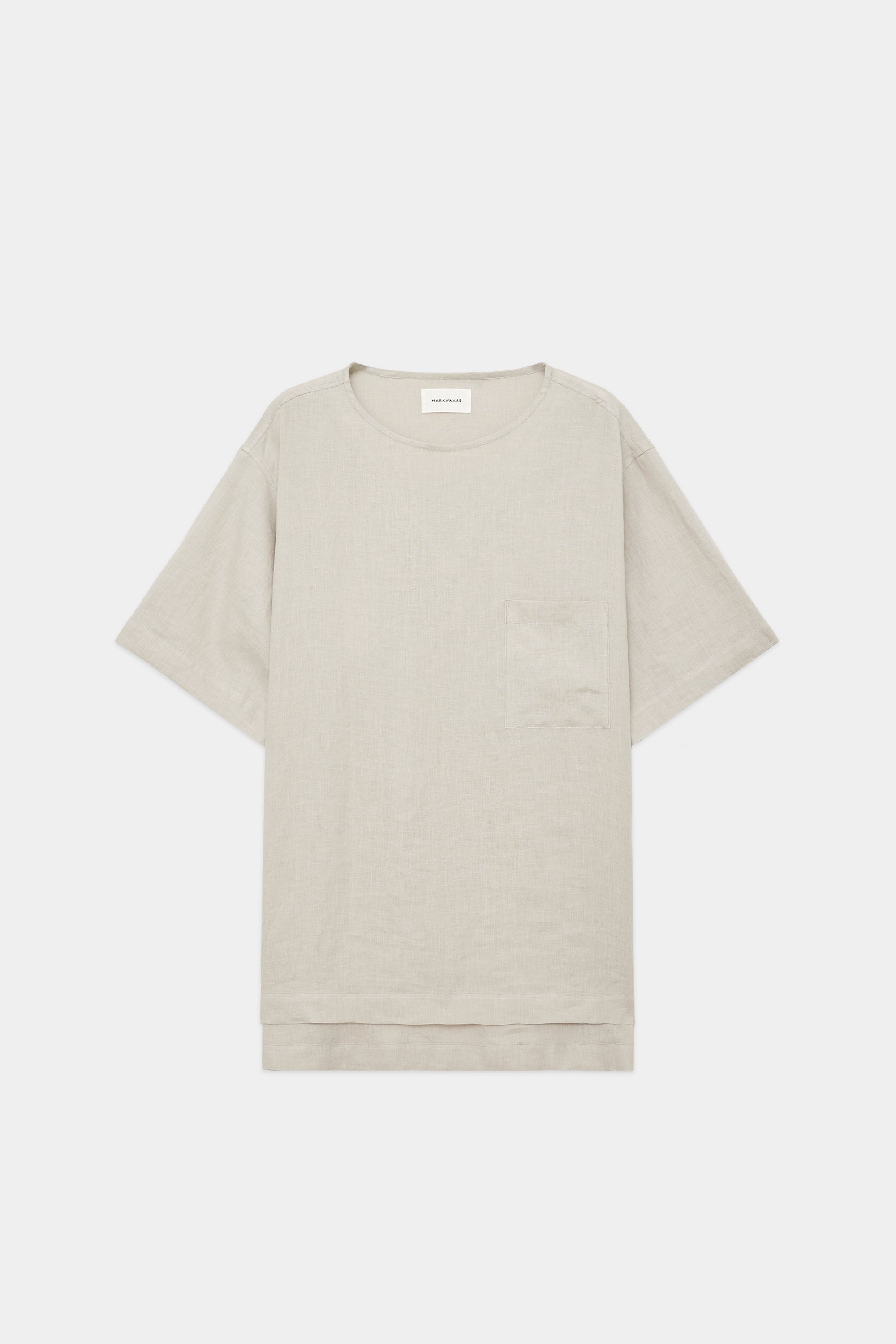 HEMP SHIRTING POCKET SQUARE TEE, Taupe