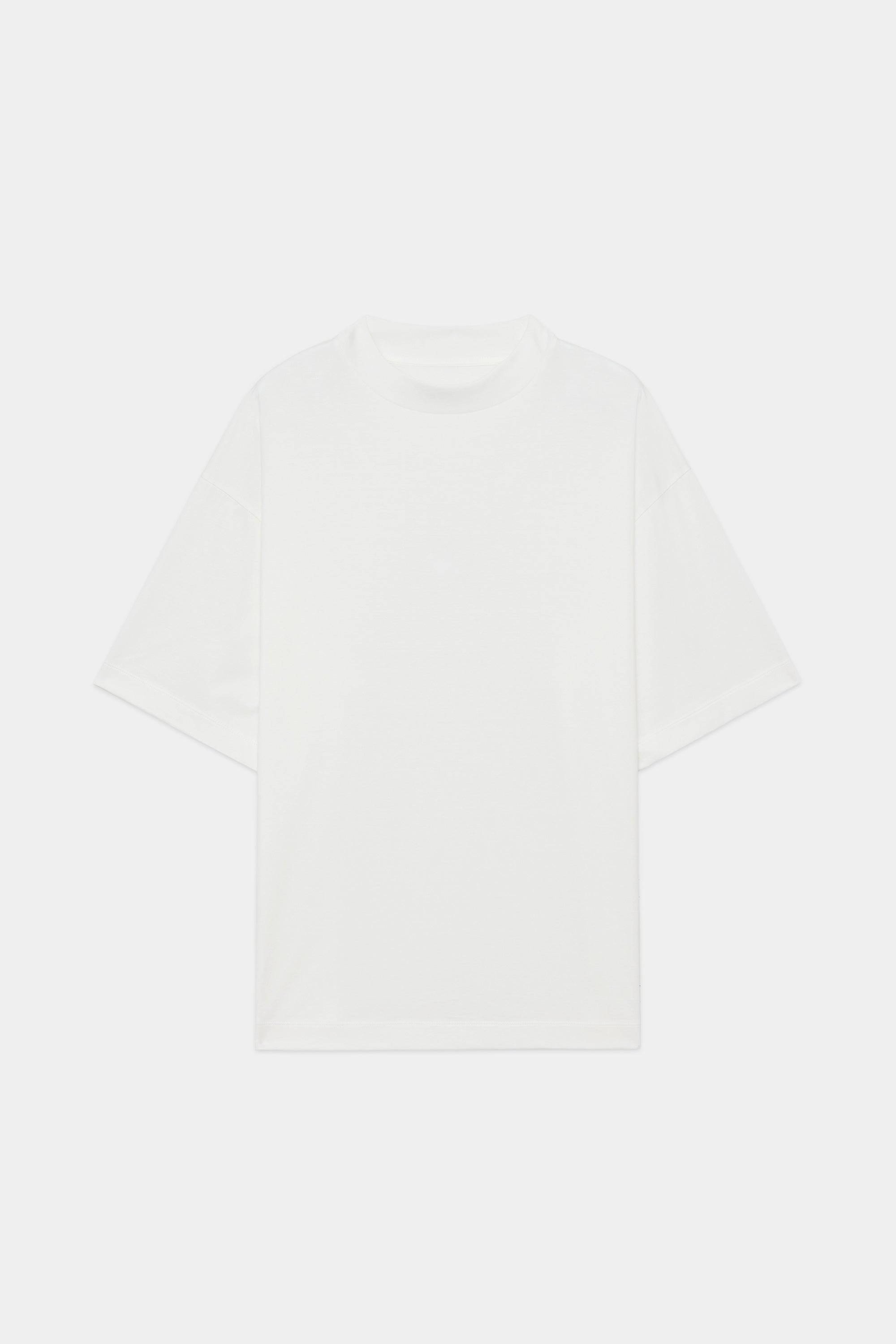 オーガニックGIZA 80/2天竺 / コンフォートフィットモックネック Tee, White