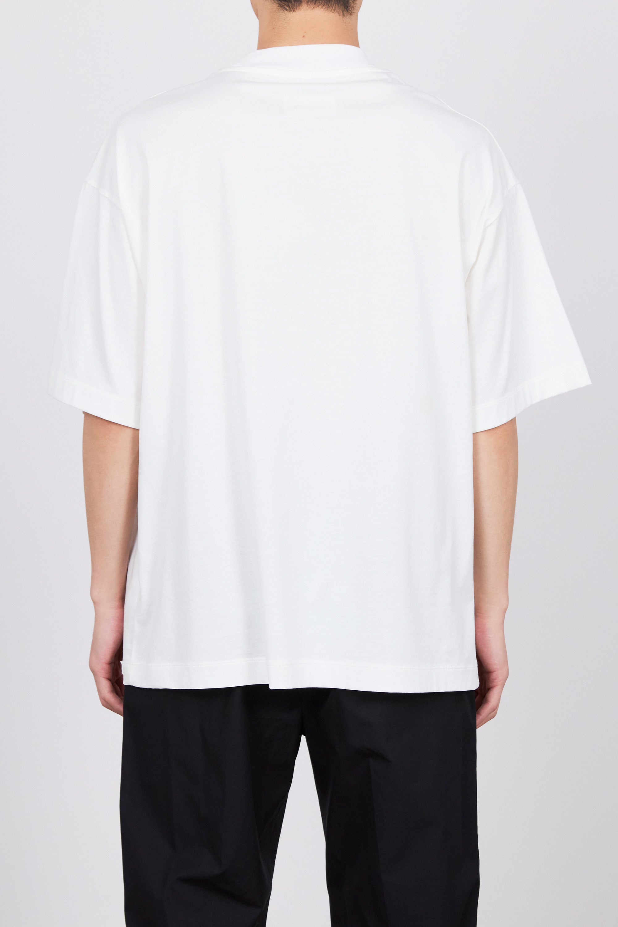 オーガニックGIZA 80/2天竺 / コンフォートフィットモックネック Tee, White