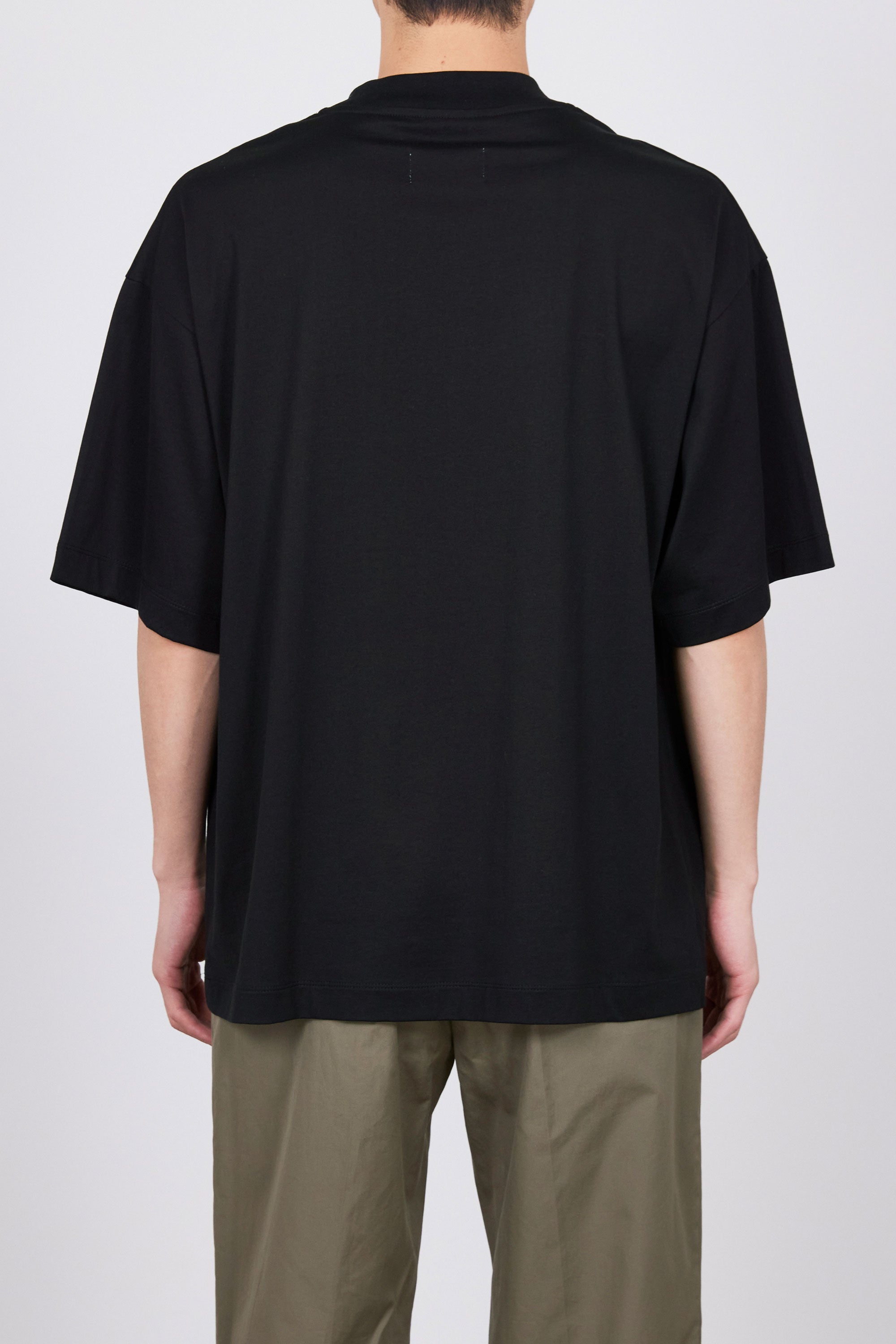 オーガニックGIZA 80/2天竺 / コンフォートフィットモックネック Tee, Black