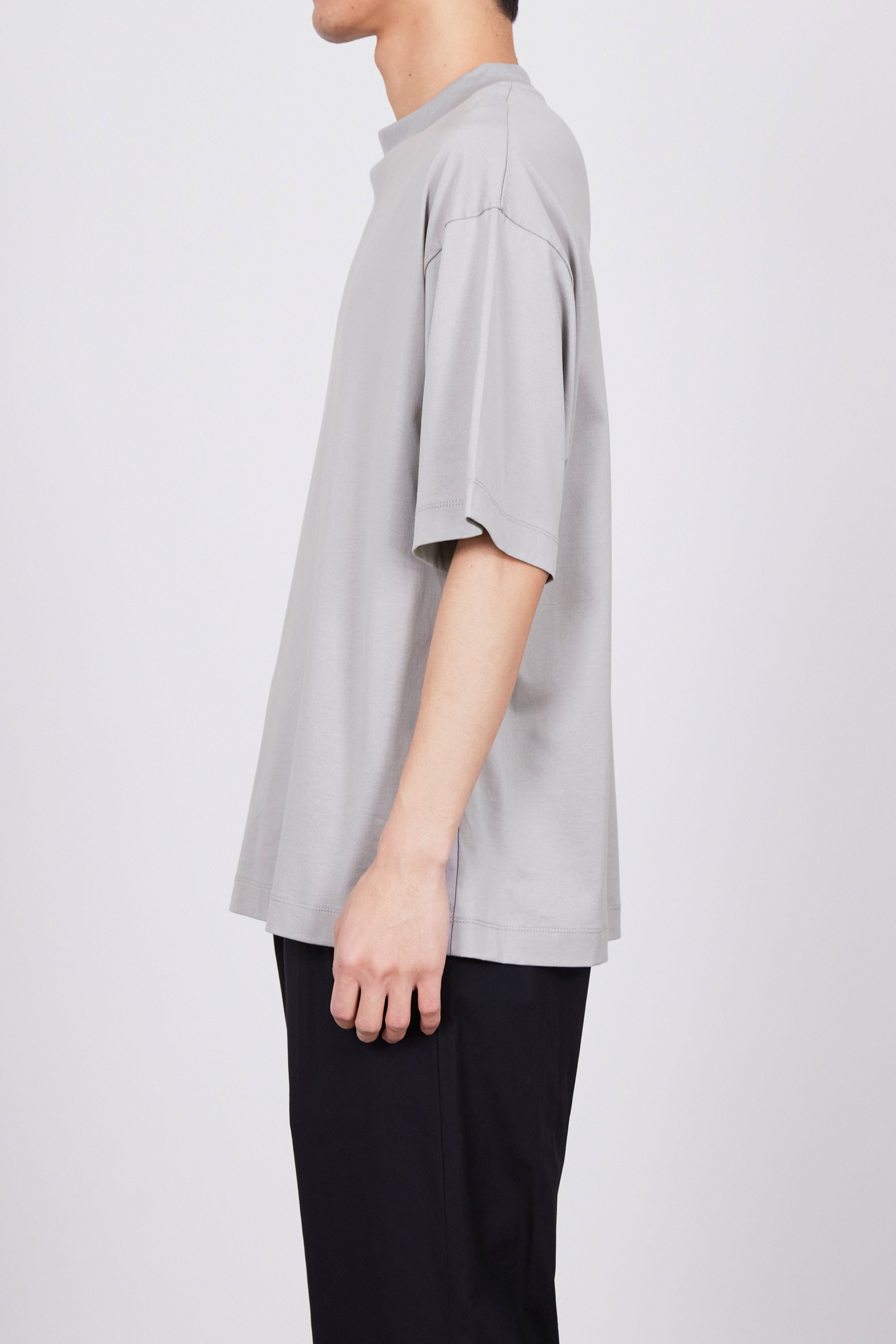 ORGANIC GIZA 80/2 KNIT COMFORT-FIT MOCK NECK Tee, M.Gray