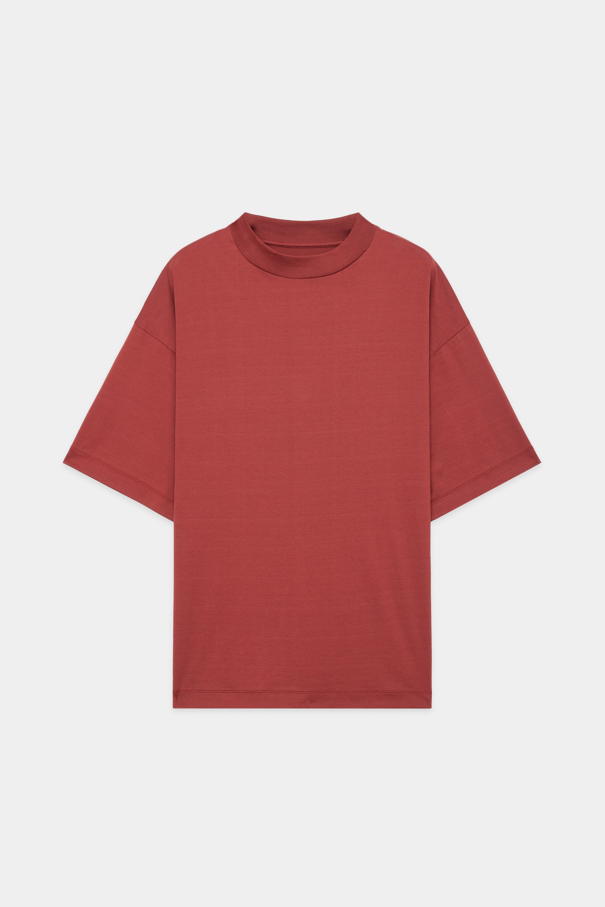 オーガニックGIZA 80/2天竺 / コンフォートフィットモックネック Tee, Falu Red