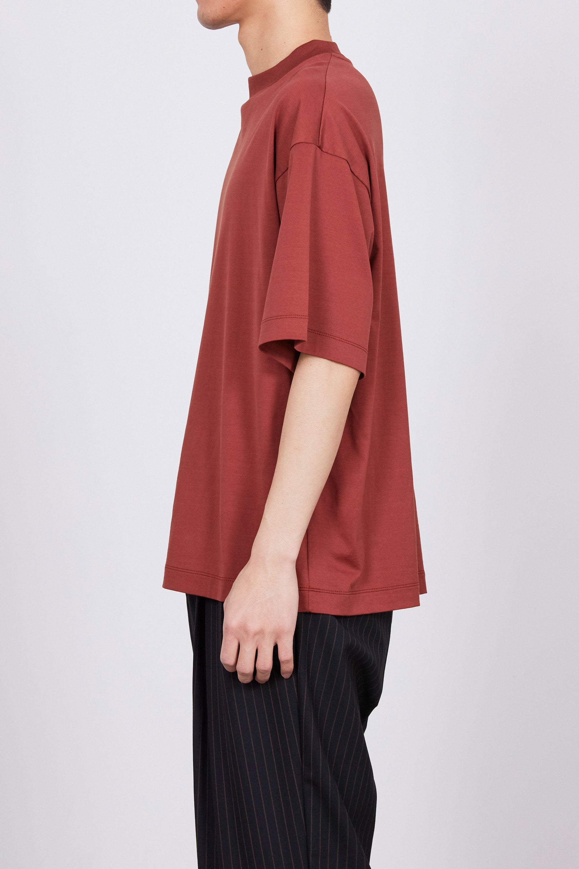 オーガニックGIZA 80/2天竺 / コンフォートフィットモックネック Tee, Falu Red