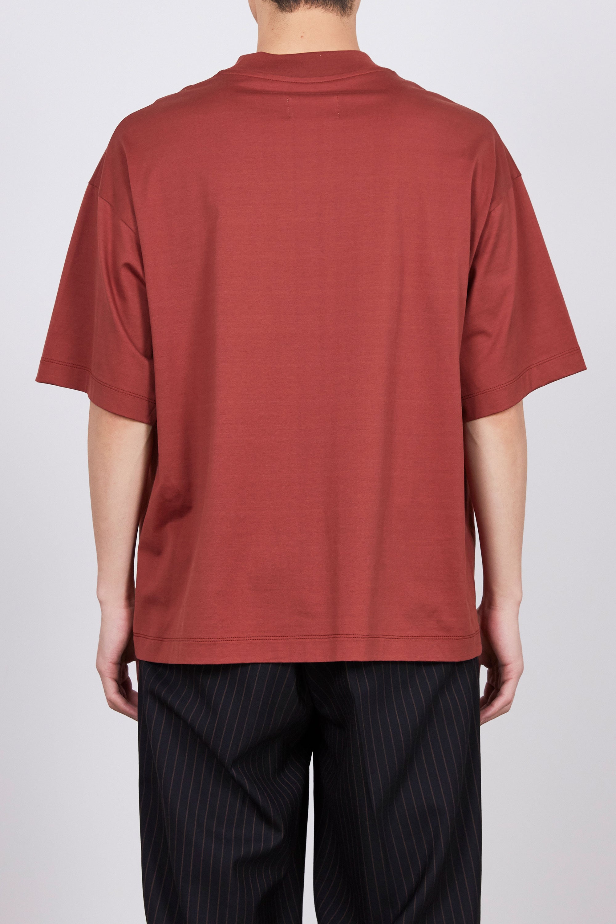 オーガニックGIZA 80/2天竺 / コンフォートフィットモックネック Tee, Falu Red