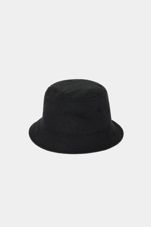 HEMP SHIRTING BUCKET HAT, Black