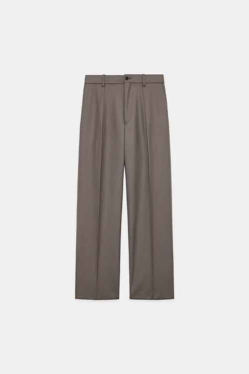 2/72 ORGANIC WOOL SERGE ONE TUCK TAPERED TROUSERS, Graige