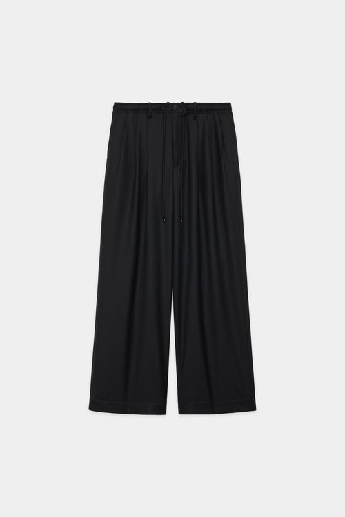 2/72 ORGANIC WOOL SERGE TRIPLE PLEATED EASY TROUSERS, Black