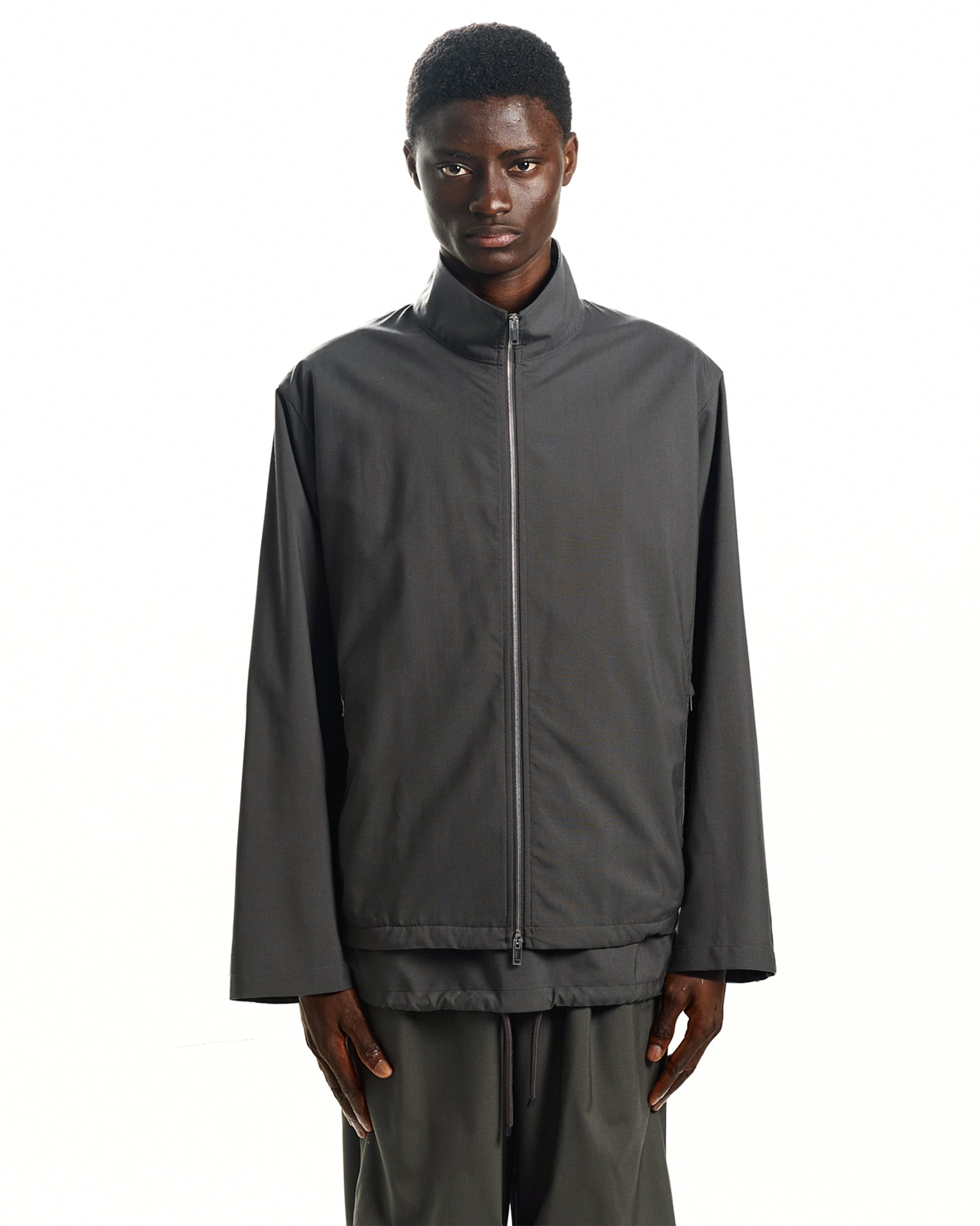 2/80 ORGANIC WOOL TYPEWRITER GYM JACKET, Charcoal