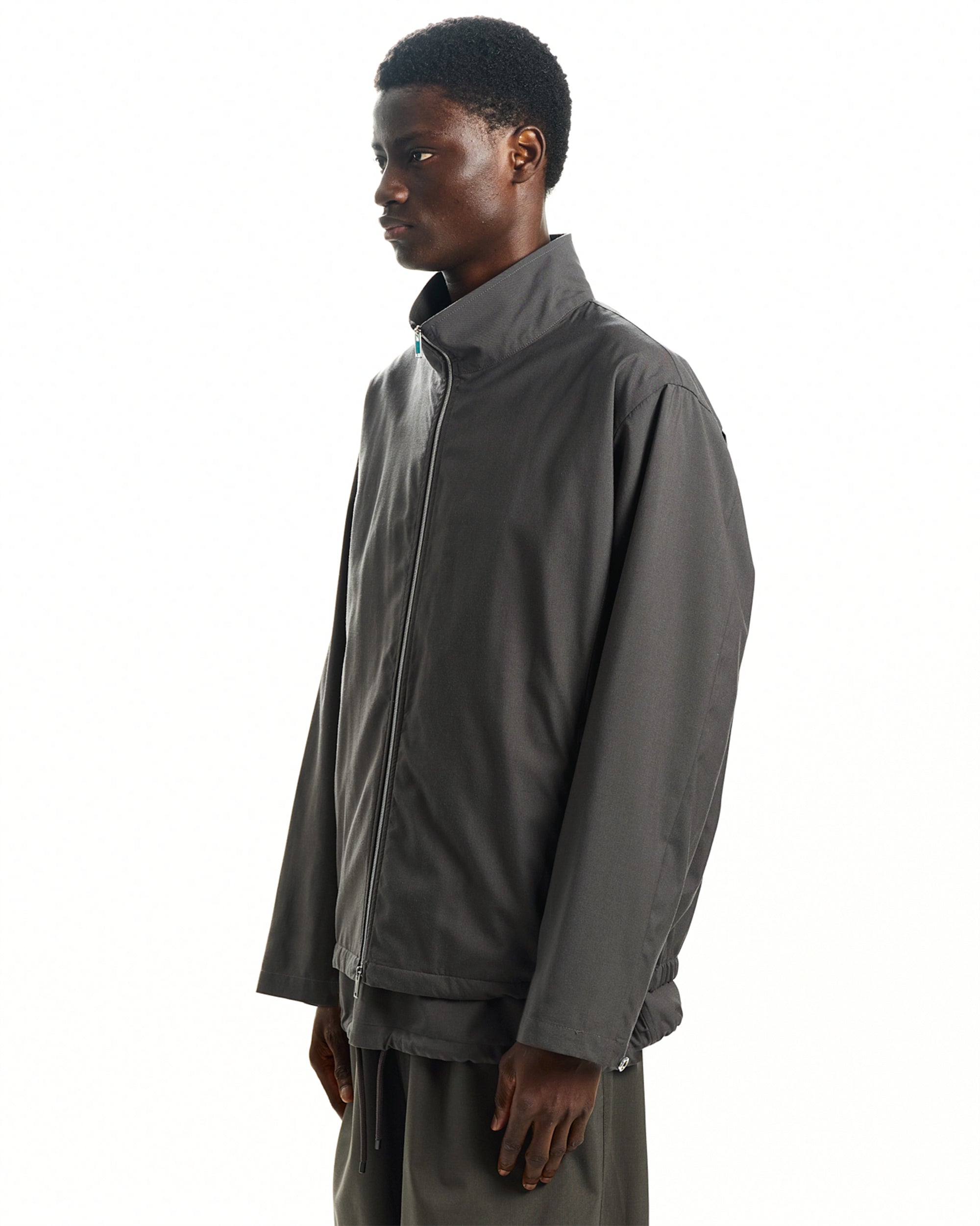 2/80 ORGANIC WOOL TYPEWRITER GYM JACKET, Charcoal