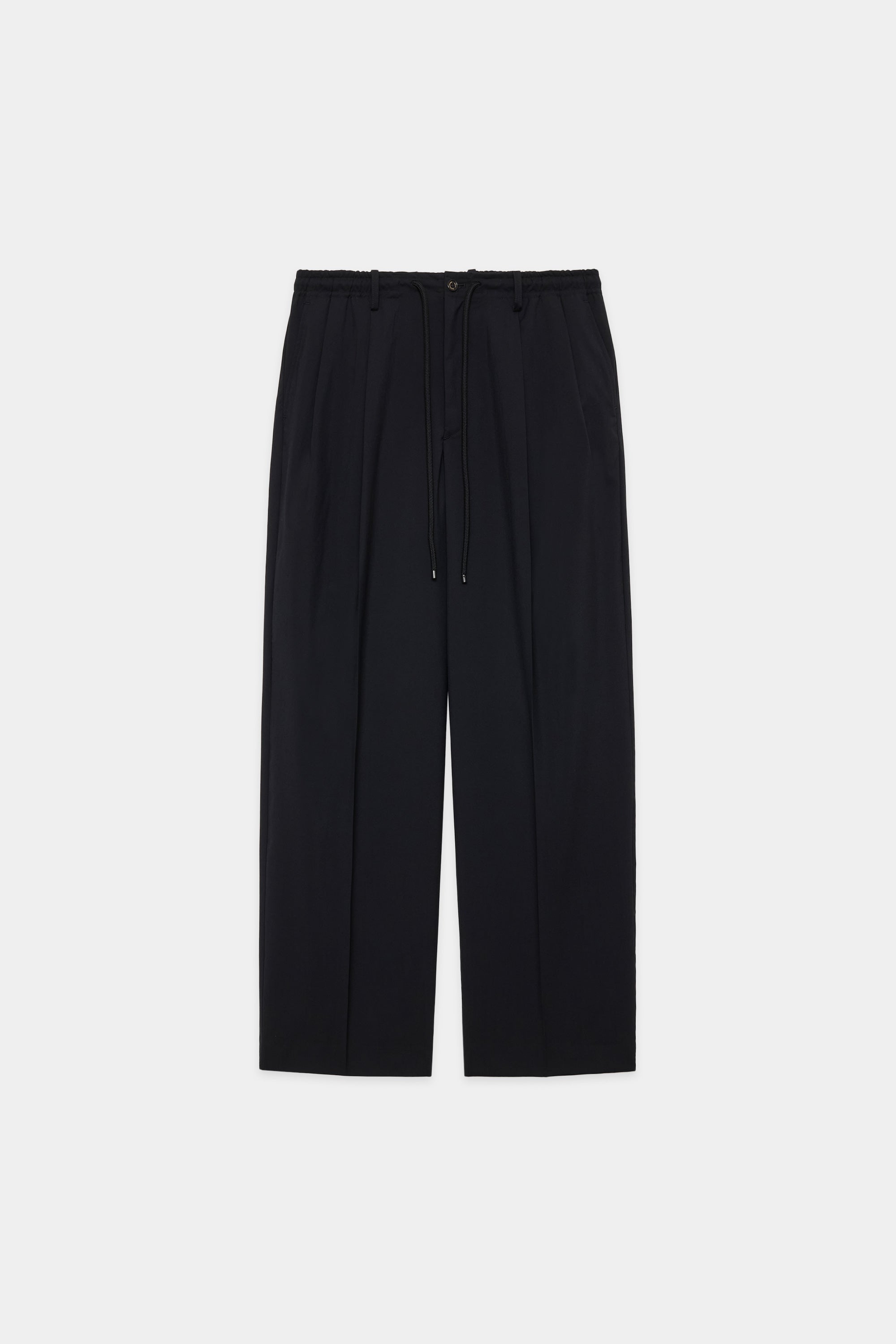 2/80 ORGANIC WOOL TYPEWRITER DOUBLE PLEATED EASY TROUSERS, Black