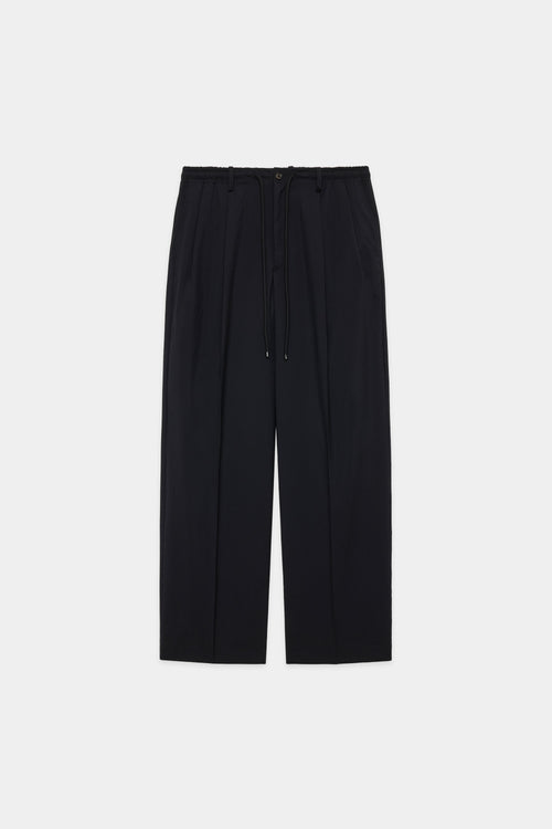 2/80 ORGANIC WOOL TYPEWRITER DOUBLE PLEATED EASY TROUSERS, Black