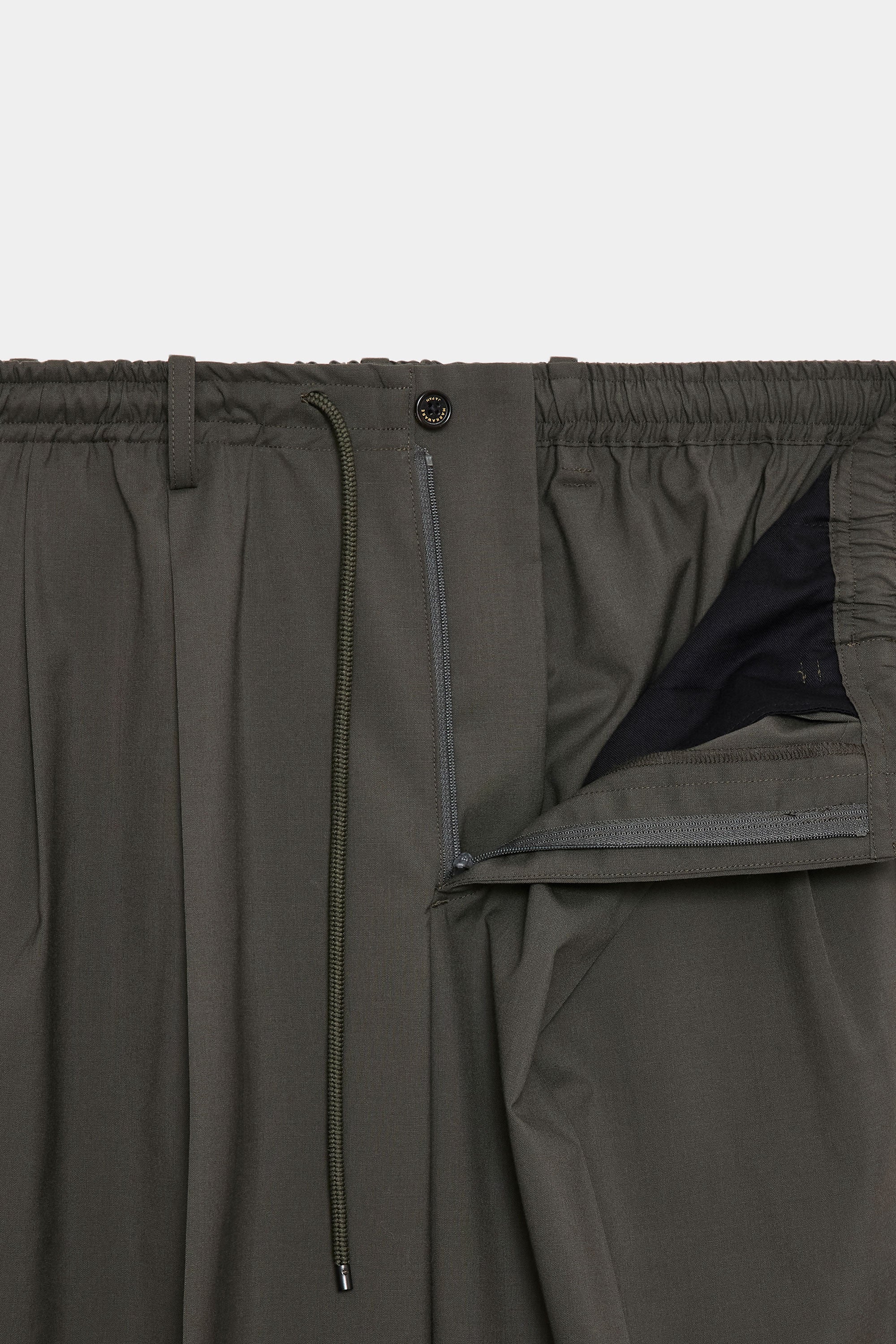 2/80 ORGANIC WOOL TYPEWRITER DOUBLE PLEATED EASY TROUSERS, Olive