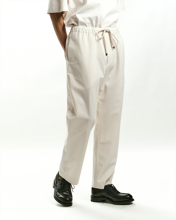 ORGANIC COTTON GABARDINE FLAT TAPERED EASY TROUSERS, Off