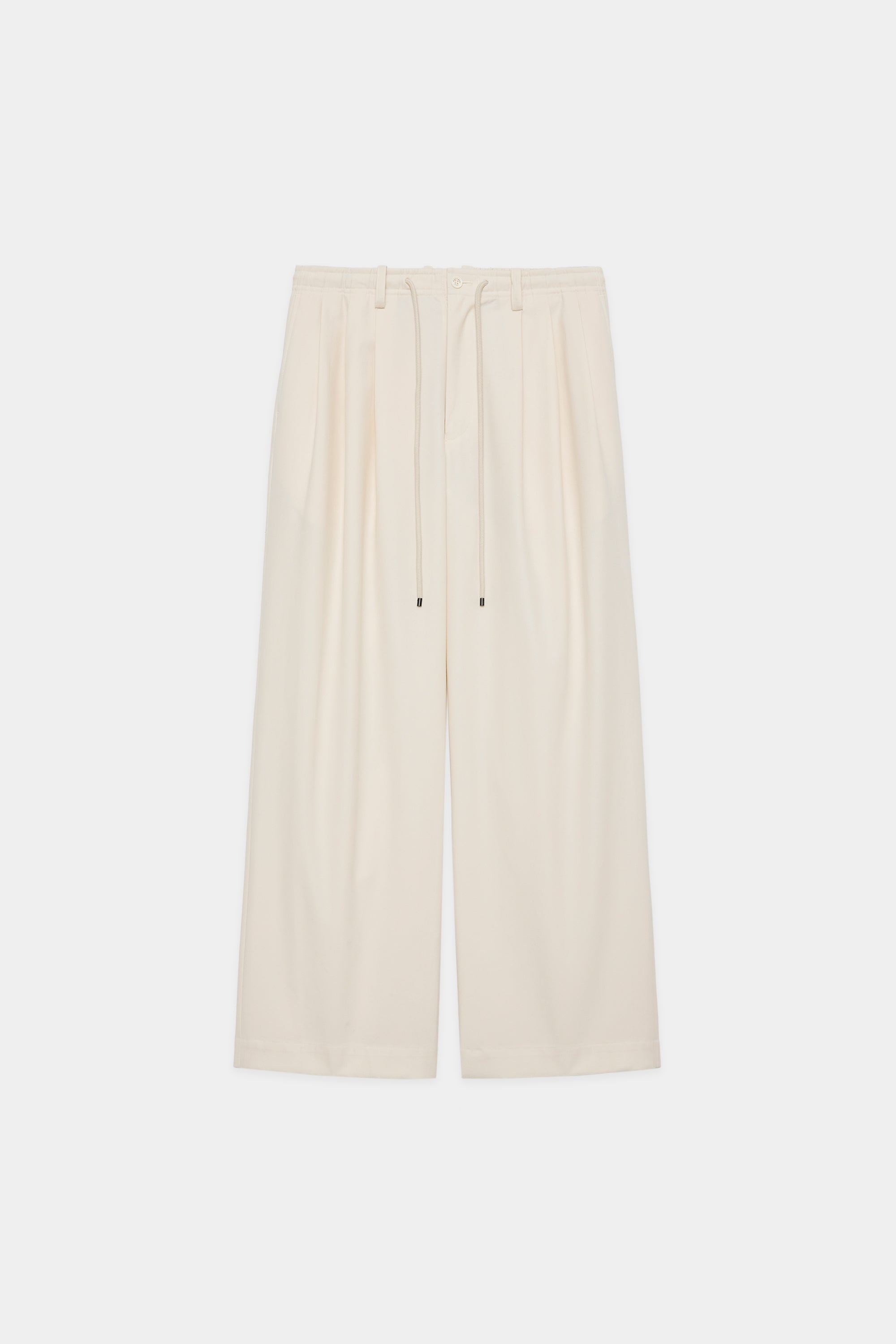 ORGANIC COTTON GABARDINE TRIPLE PLEATED EASY TROUSERS, Off