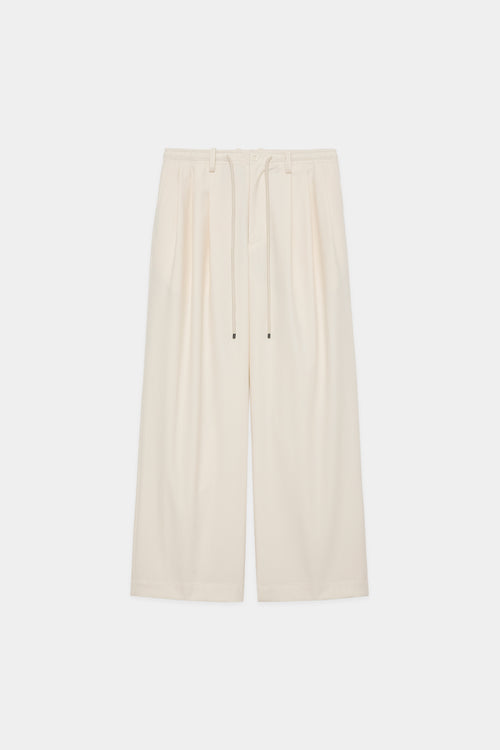 ORGANIC COTTON GABARDINE TRIPLE PLEATED EASY TROUSERS, Off