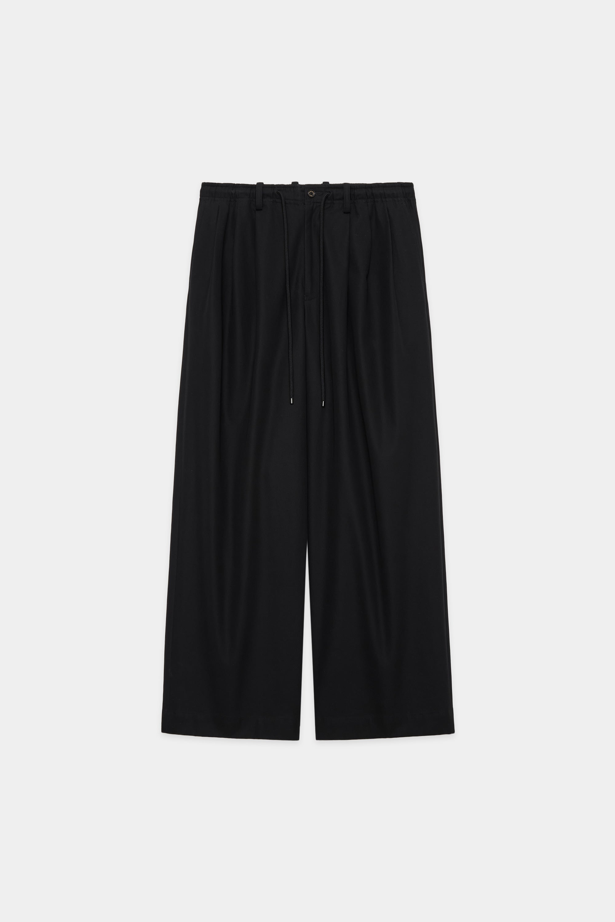 ORGANIC COTTON GABARDINE TRIPLE PLEATED EASY TROUSERS, Black