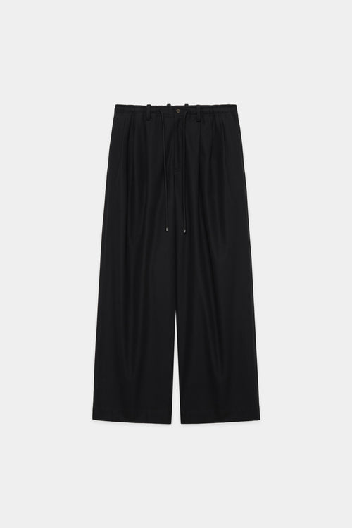 ORGANIC COTTON GABARDINE TRIPLE PLEATED EASY TROUSERS, Black