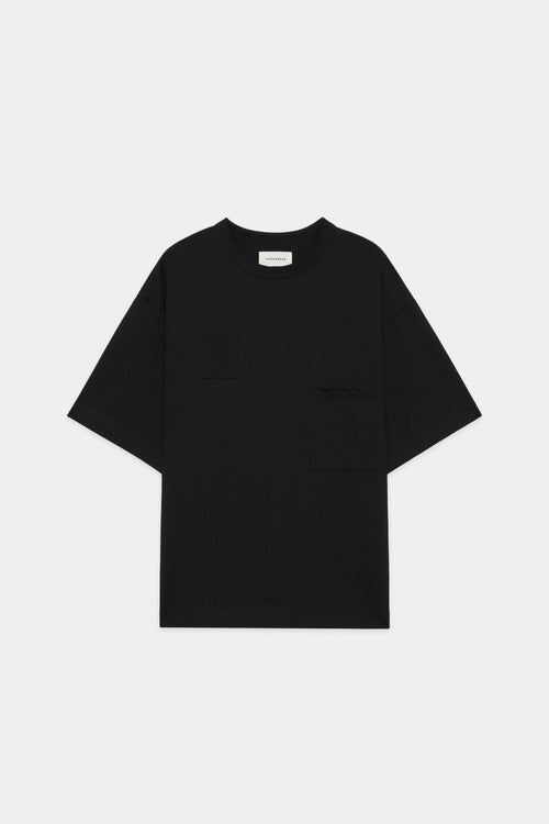 ORGANIC GIZA 60/3 KNIT DEVICES POCKET TEE, Black