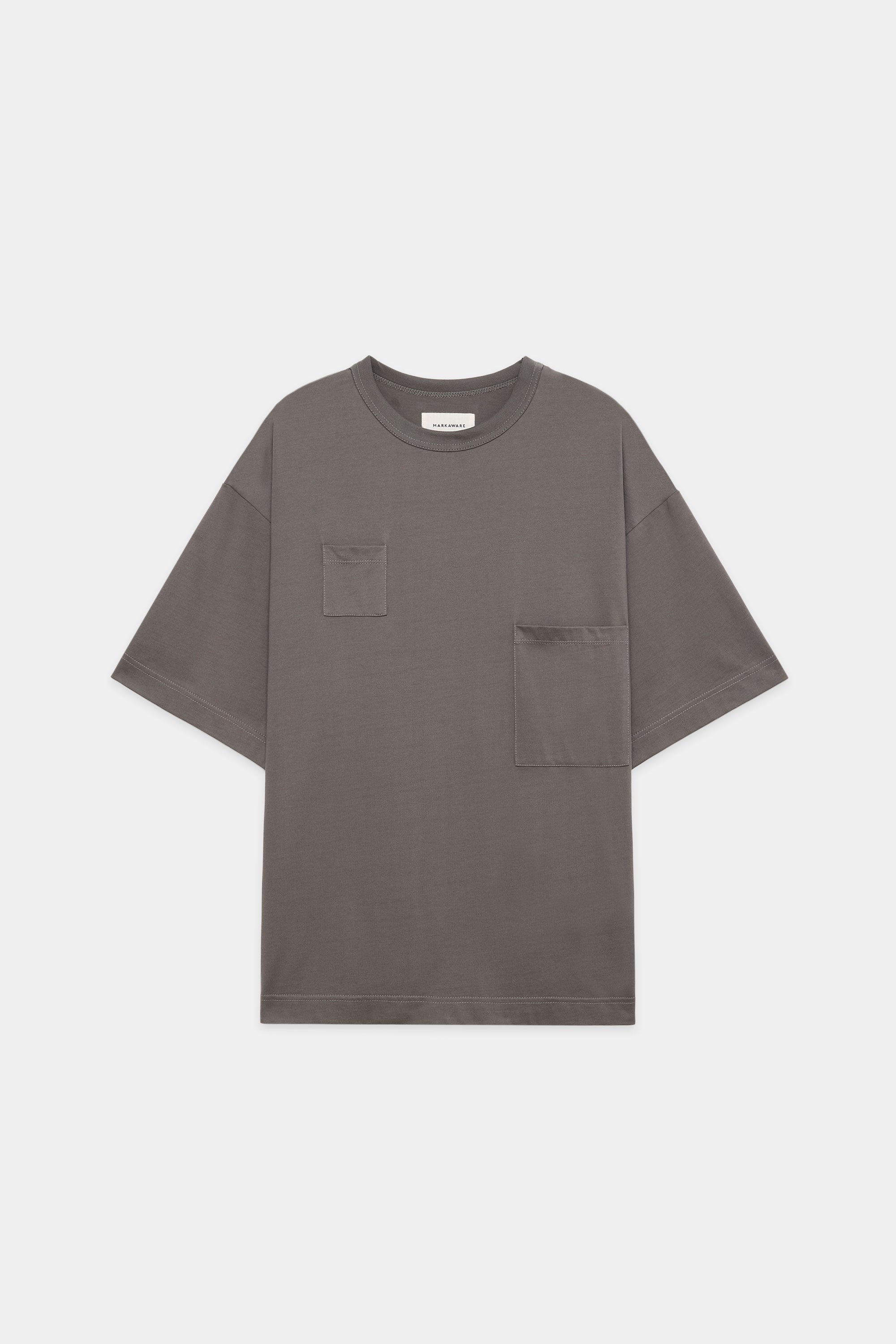 ORGANIC GIZA 60/3 KNIT DEVICES POCKET TEE, Slate Gray