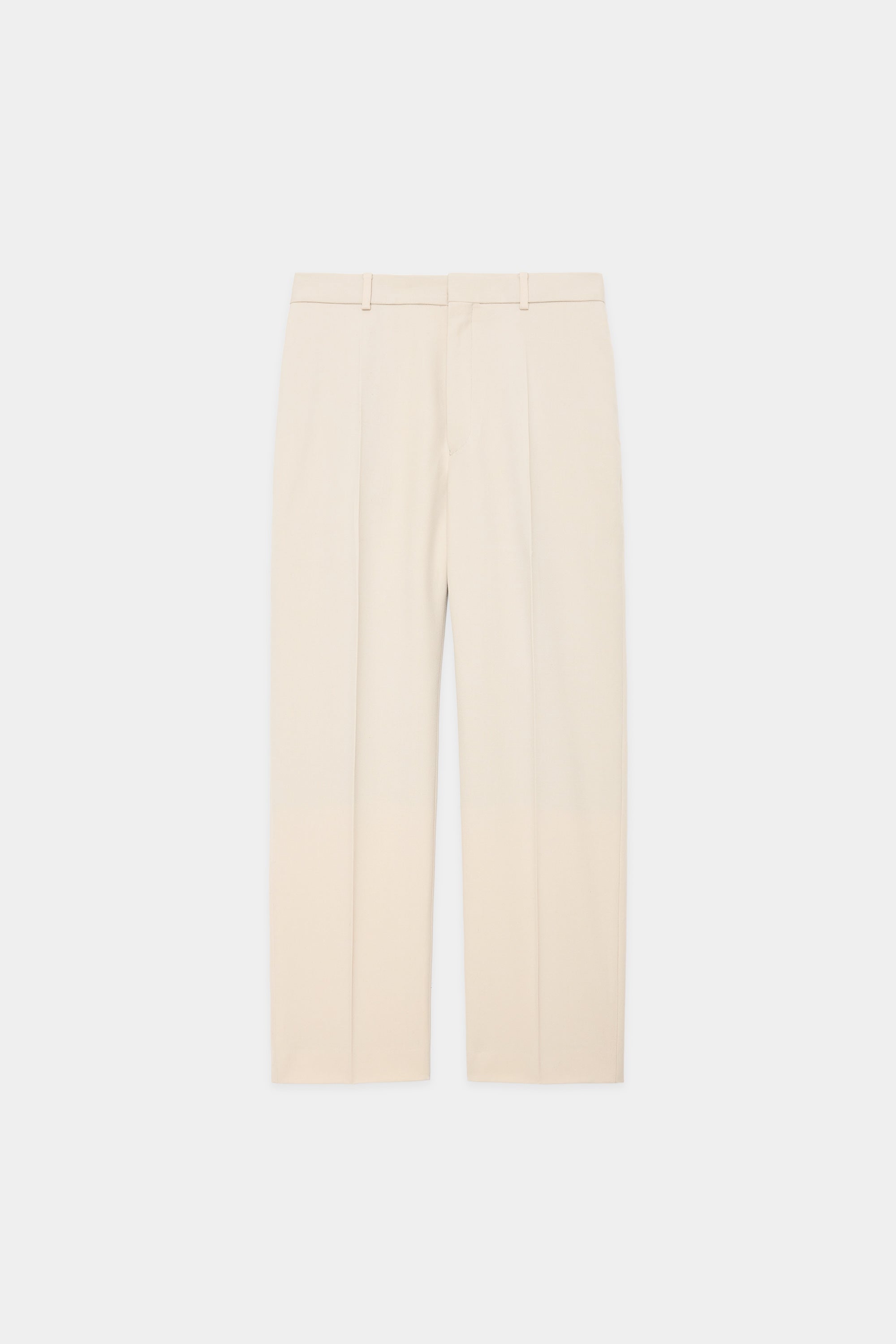 ORGANIC WOOL SURVIVAL CLOTH FLAT TAPERED TROUSERS, Dirty White