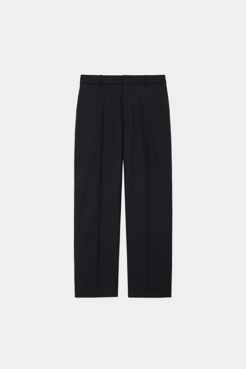 ORGANIC WOOL SURVIVAL CLOTH FLAT TAPERED TROUSERS, Black