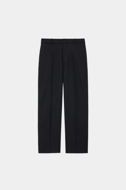 ORGANIC WOOL SURVIVAL CLOTH FLAT TAPERED TROUSERS, Black