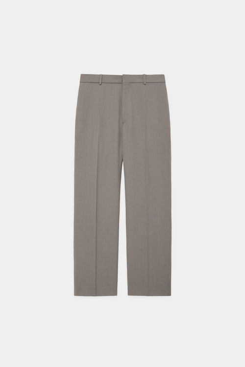 ORGANIC WOOL SURVIVAL CLOTH FLAT TAPERED TROUSERS, Gray