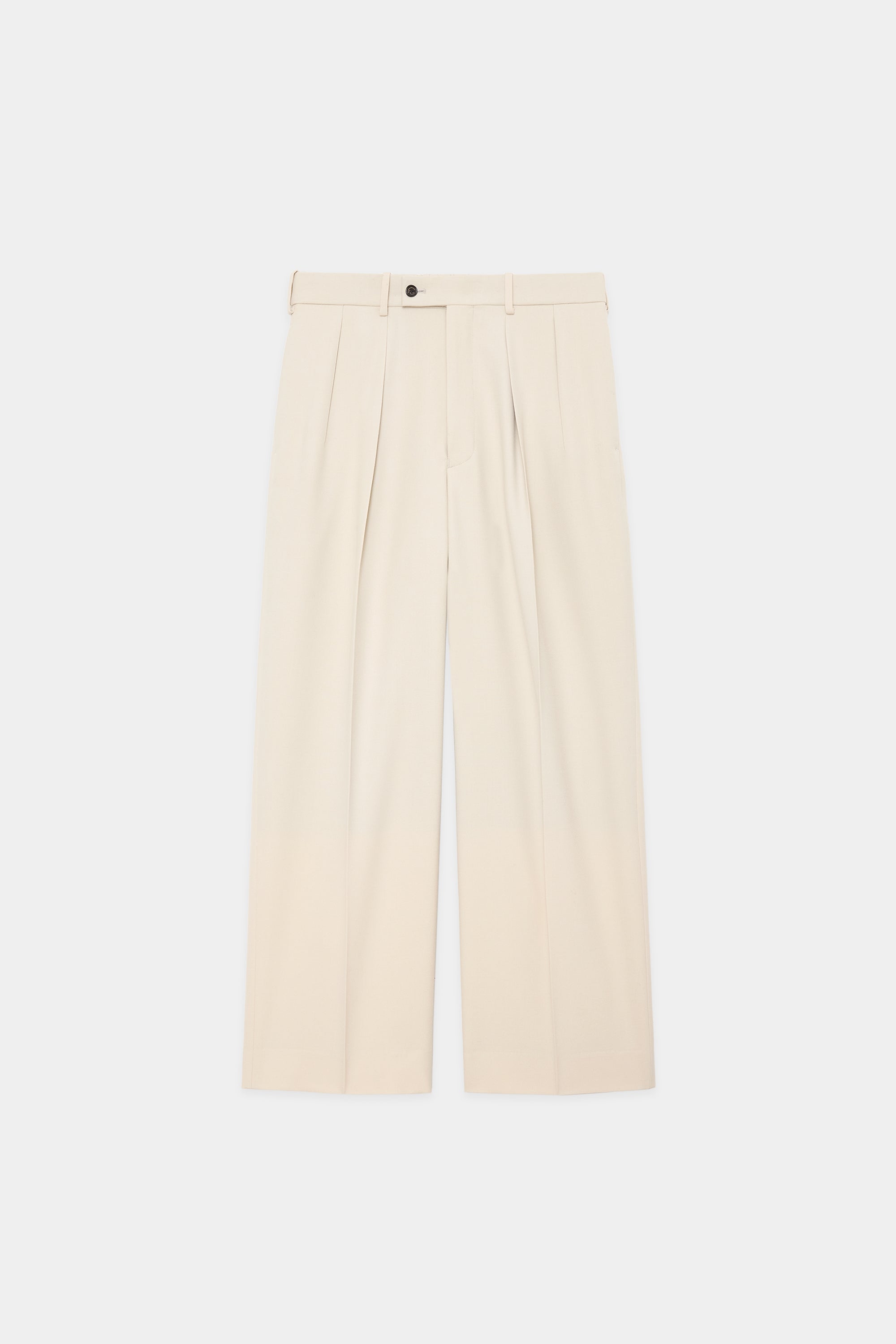 ORGANIC WOOL SURVIVAL CLOTH DOUBLE PLEATED TROUSERS, Dirty White