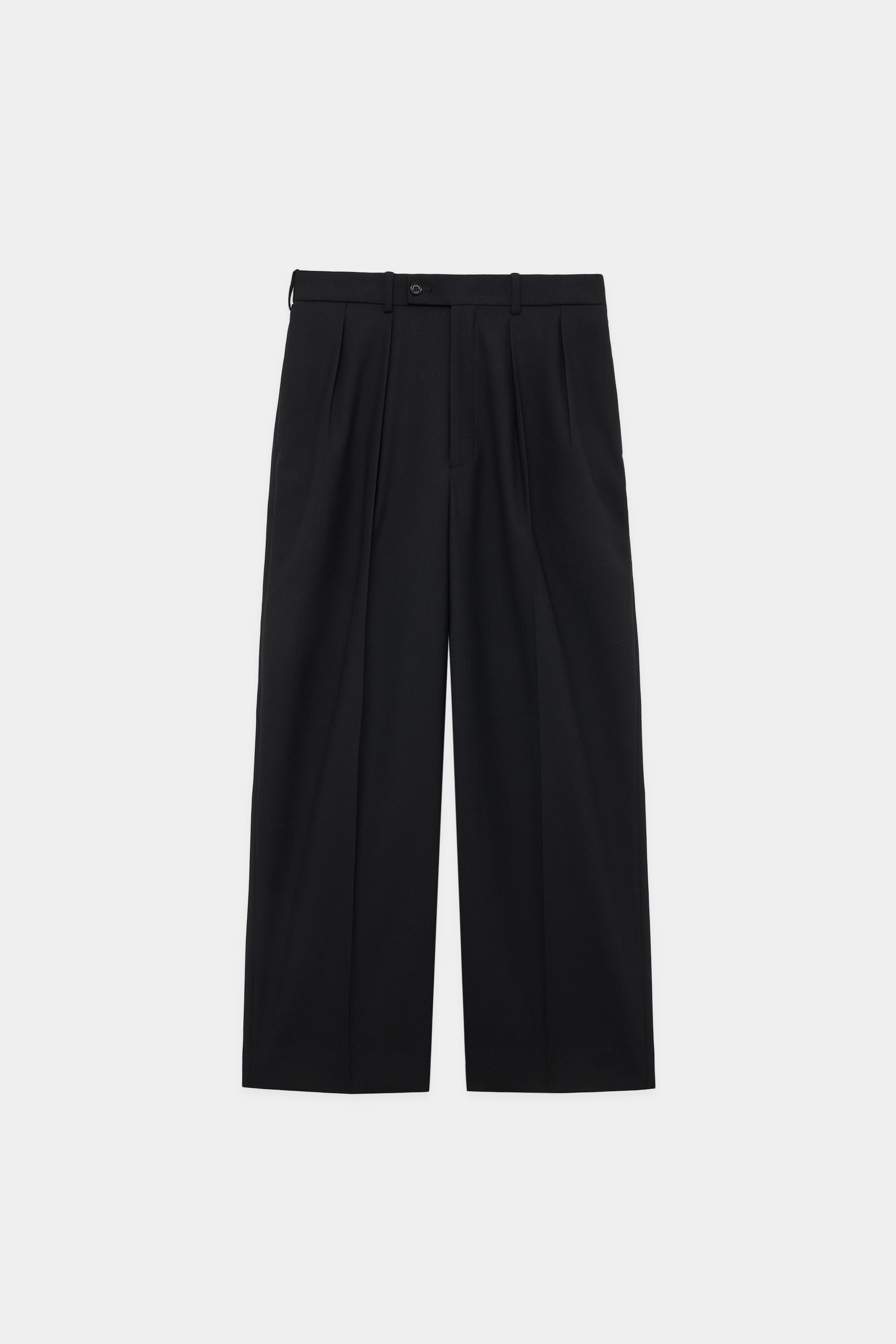 ORGANIC WOOL SURVIVAL CLOTH DOUBLE PLEATED TROUSERS, Black