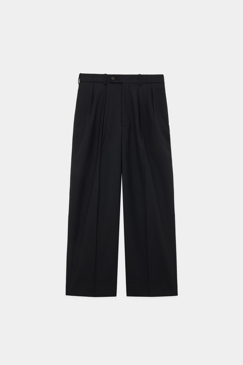 ORGANIC WOOL SURVIVAL CLOTH DOUBLE PLEATED TROUSERS, Black