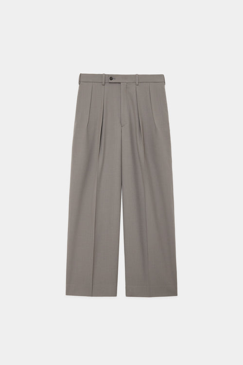 ORGANIC WOOL SURVIVAL CLOTH DOUBLE PLEATED TROUSERS, Gray